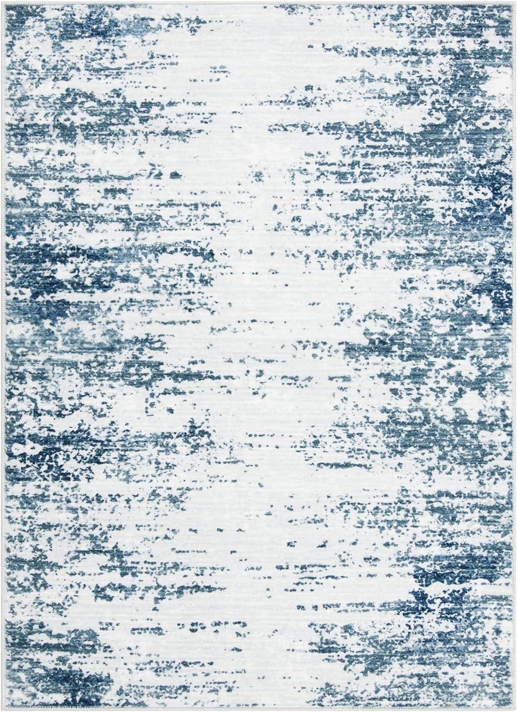 Garvee 5'x7' Modern Blue Abstract Area Rug Machine Washable Contemporary Rug Soft Foldable Thin Accent Rug Anti-Slip Non-Shedding Floor Carpet