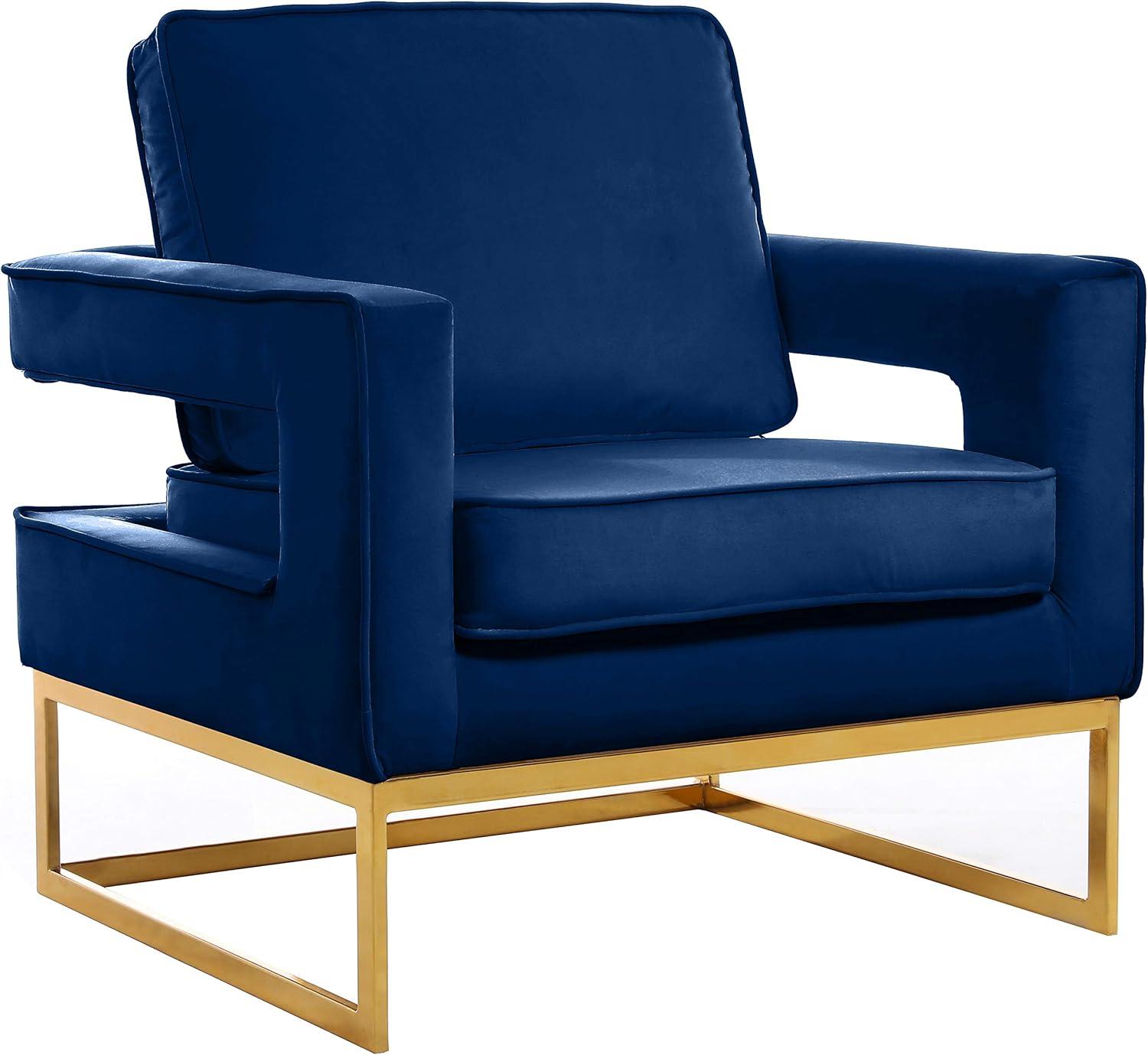 Meridian Furniture Noah Navy Velvet Accent Chair with Gold Iron Base