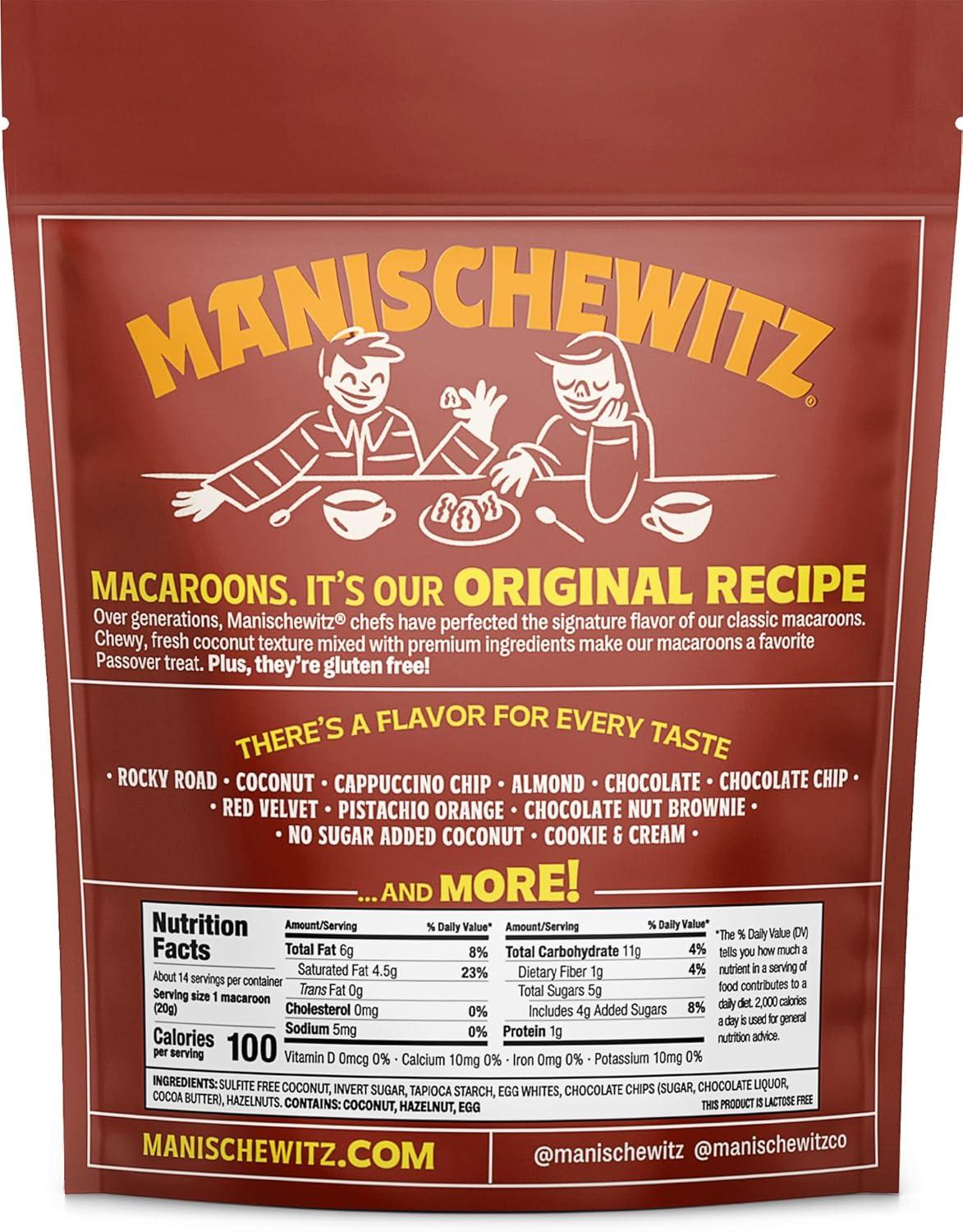 Manischewitz Chocolate Chip Macaroons, 10oz Resealable Bag, Gluten Free, Kosher For Passover