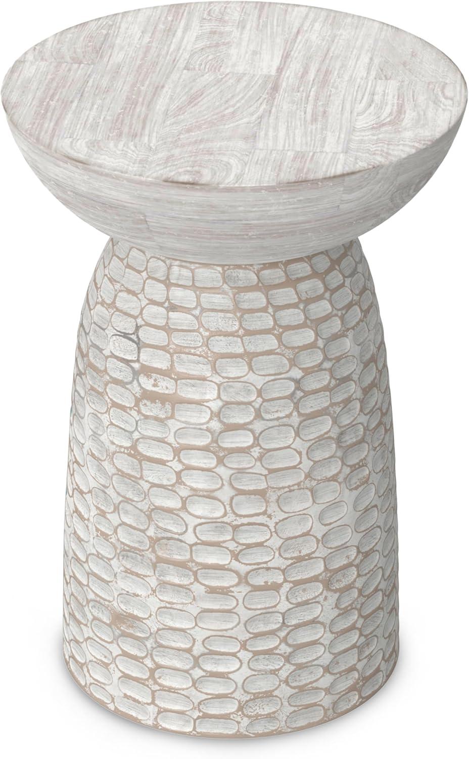 Simpli Home Boyd Solid Mango Wood Pedestal Accent End Table