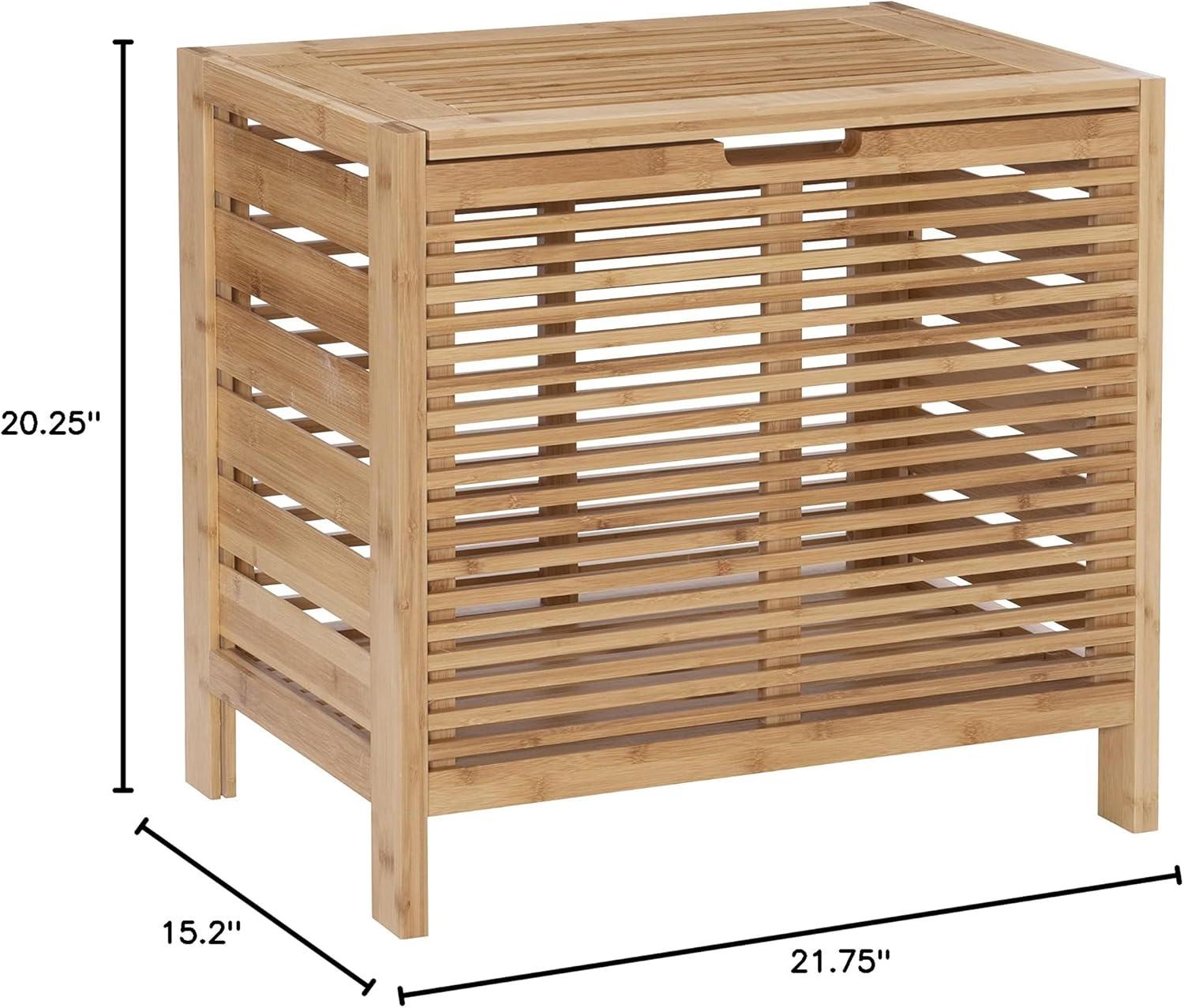 Bracken Natural Bamboo Upright Hamper with Safety Lid