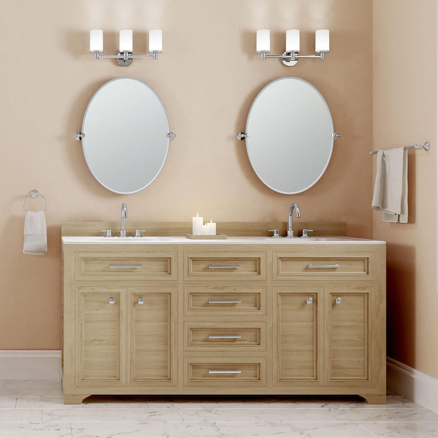 Tavern Wall Mount Frameless Oval Bathroom Vanity Mirror | Pivoting (Tilting) and Beveled Wall Mirror