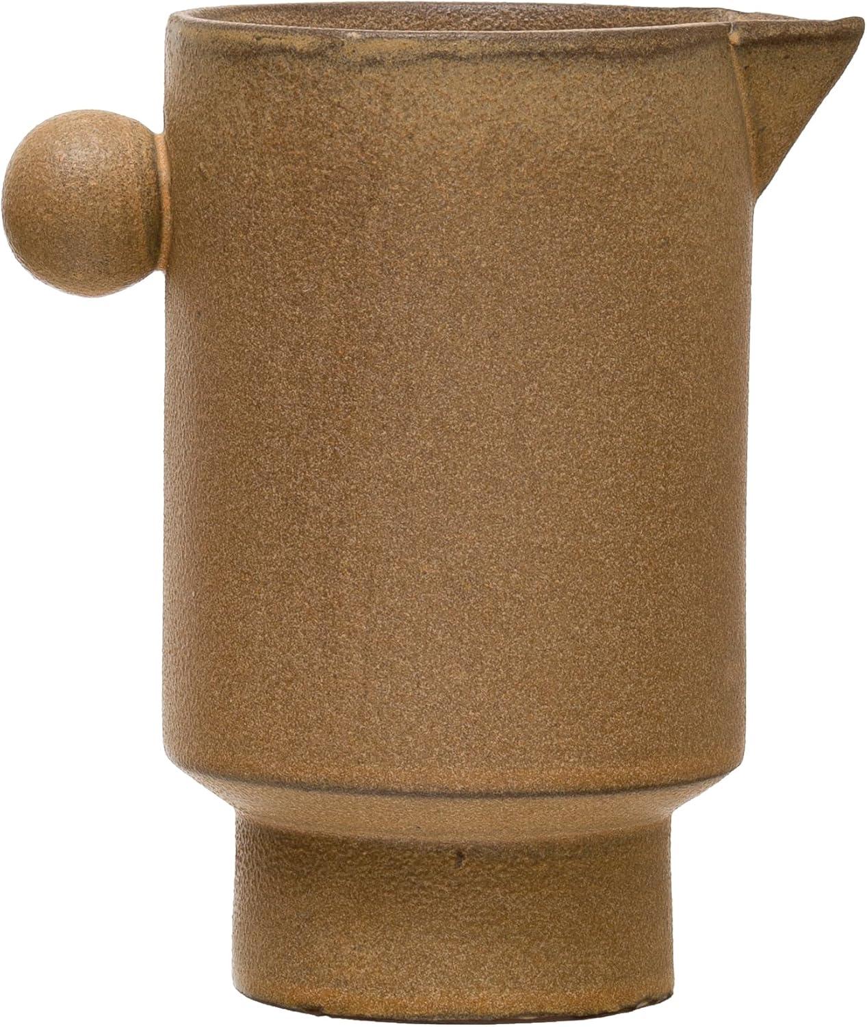 Creative Co-Op Modern Small Stoneware Pitcher or Vase, Putty Brown