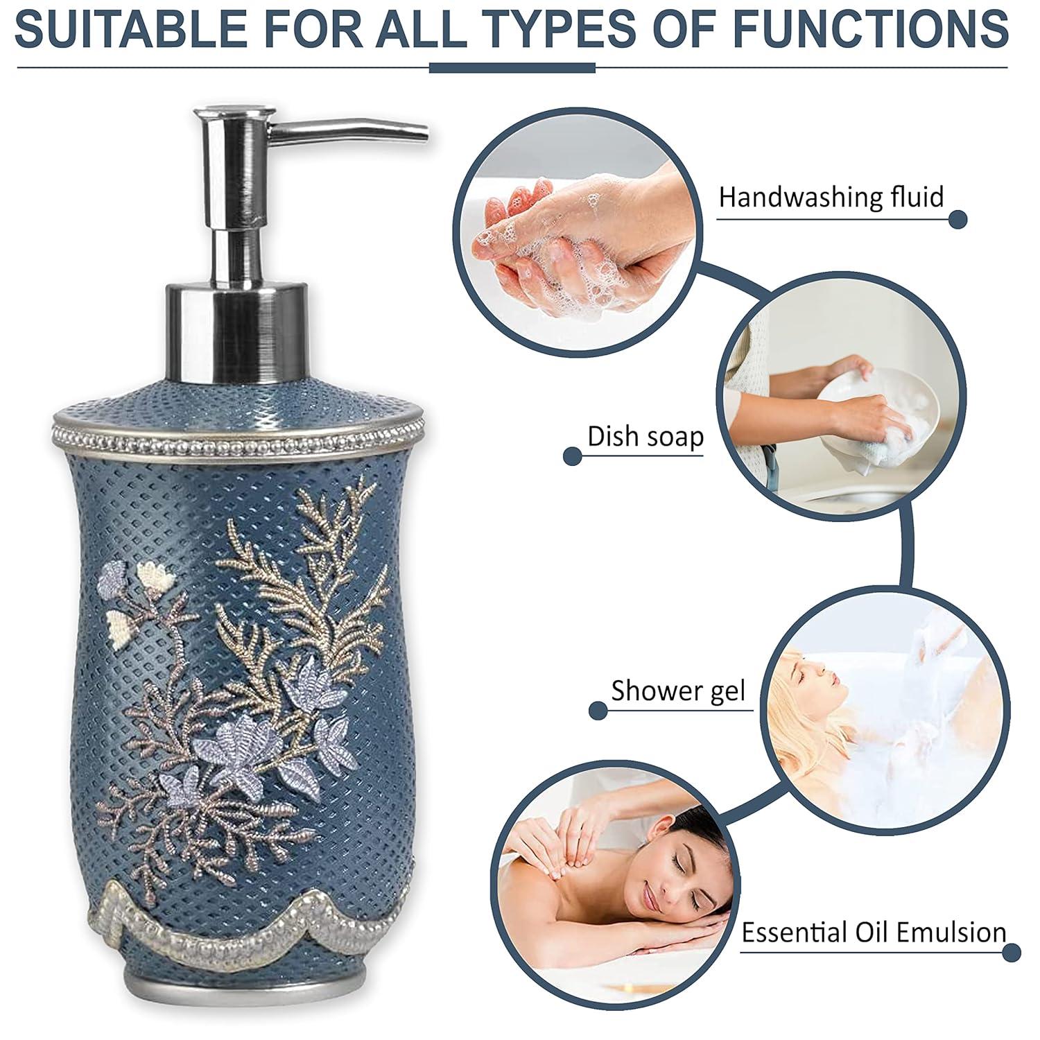 Zahari Home 4pc Capri Bathroom Accessories Sets Modern Classic Soap Dispenser, Tumbler, Tooth Brush Holder and Soap Dish Holder Unique Design Royal Blue Bathroom Set