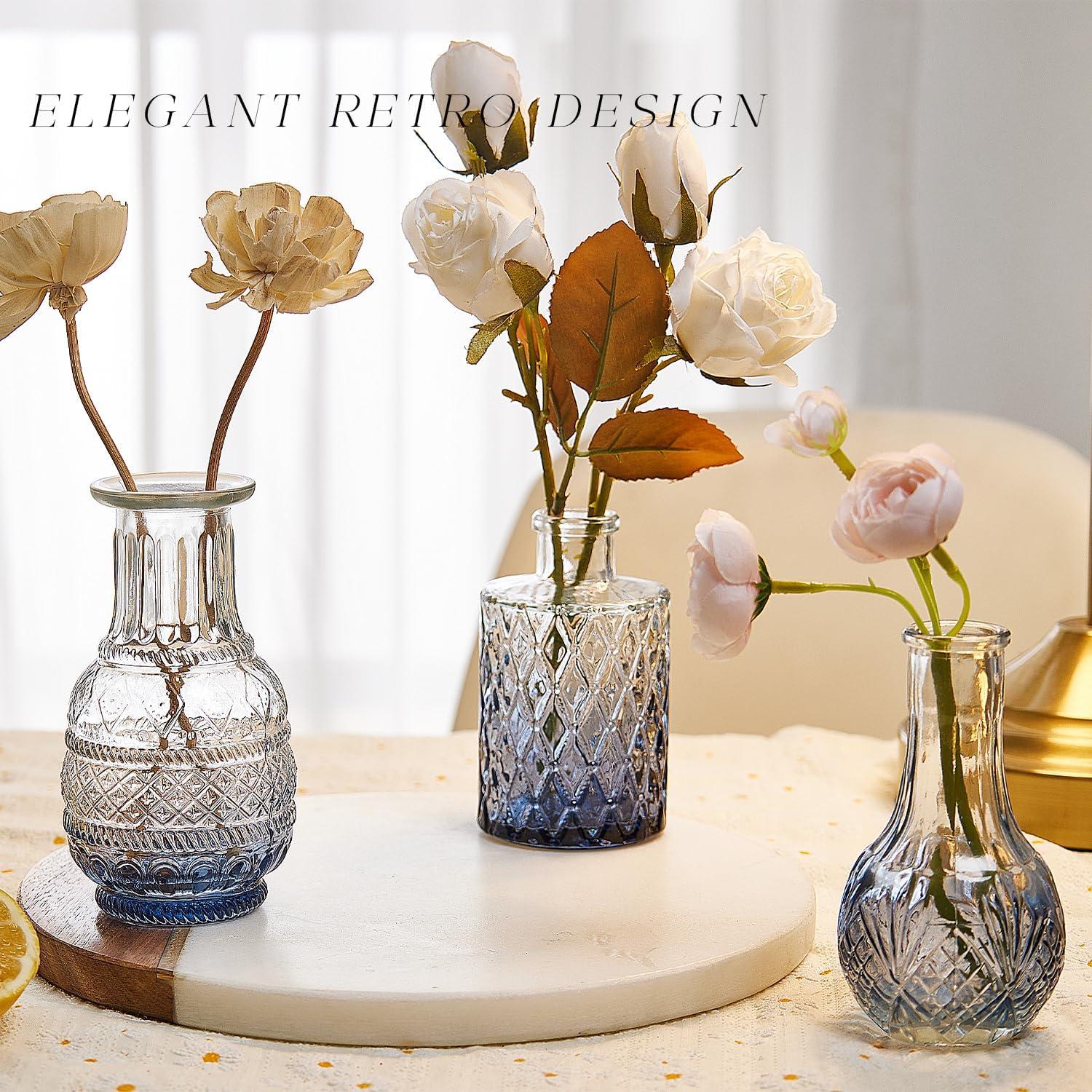 Bud Vases Set of 12, Small Glass Vases for Centerpieces, Small Flower Vases for Centerpieces, Vintage Mini Vase, Clear Bud Vase for Wedding Table Decor