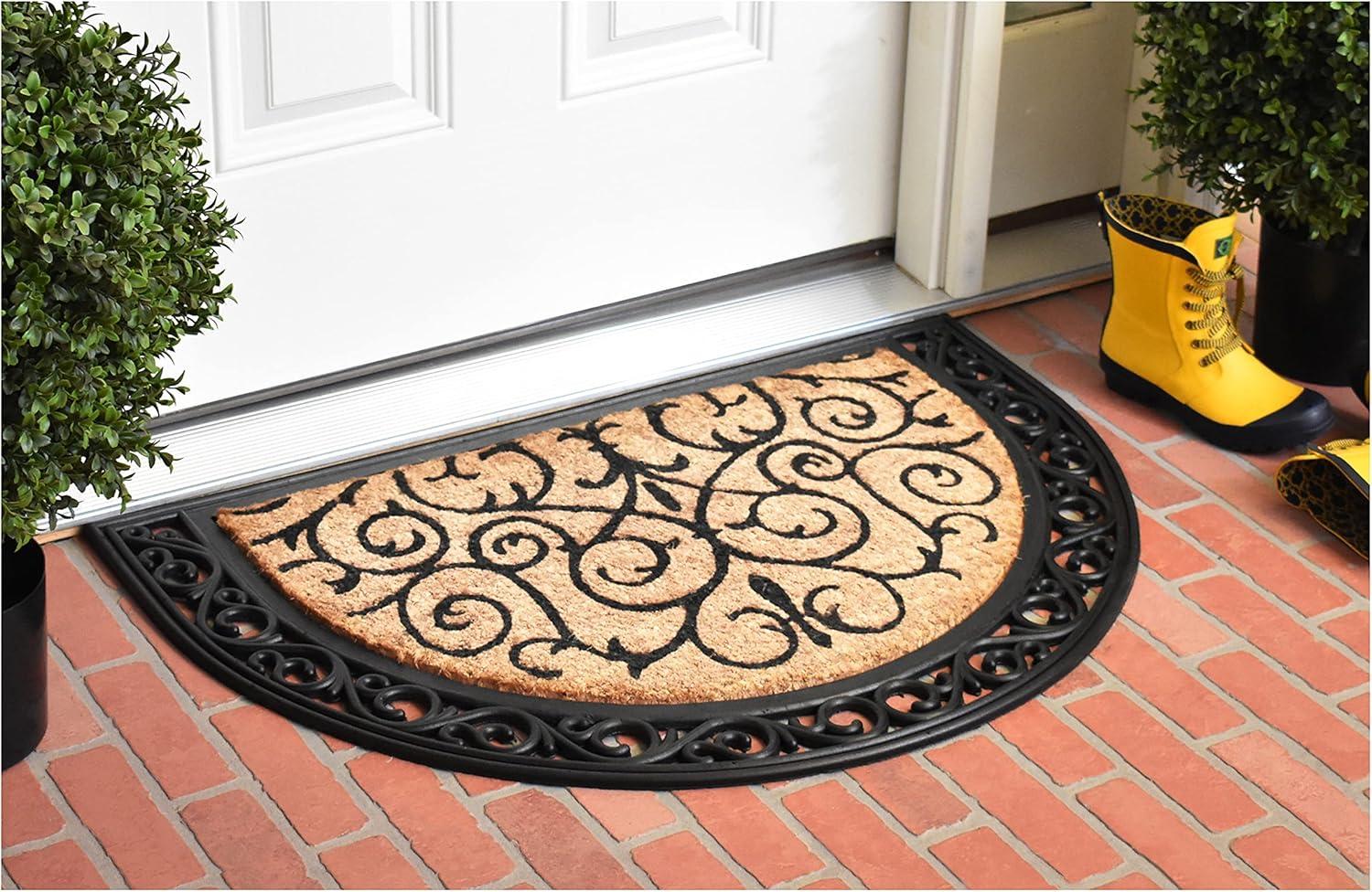 Home & More   Coir & Rubber Ornate Scroll Doormat