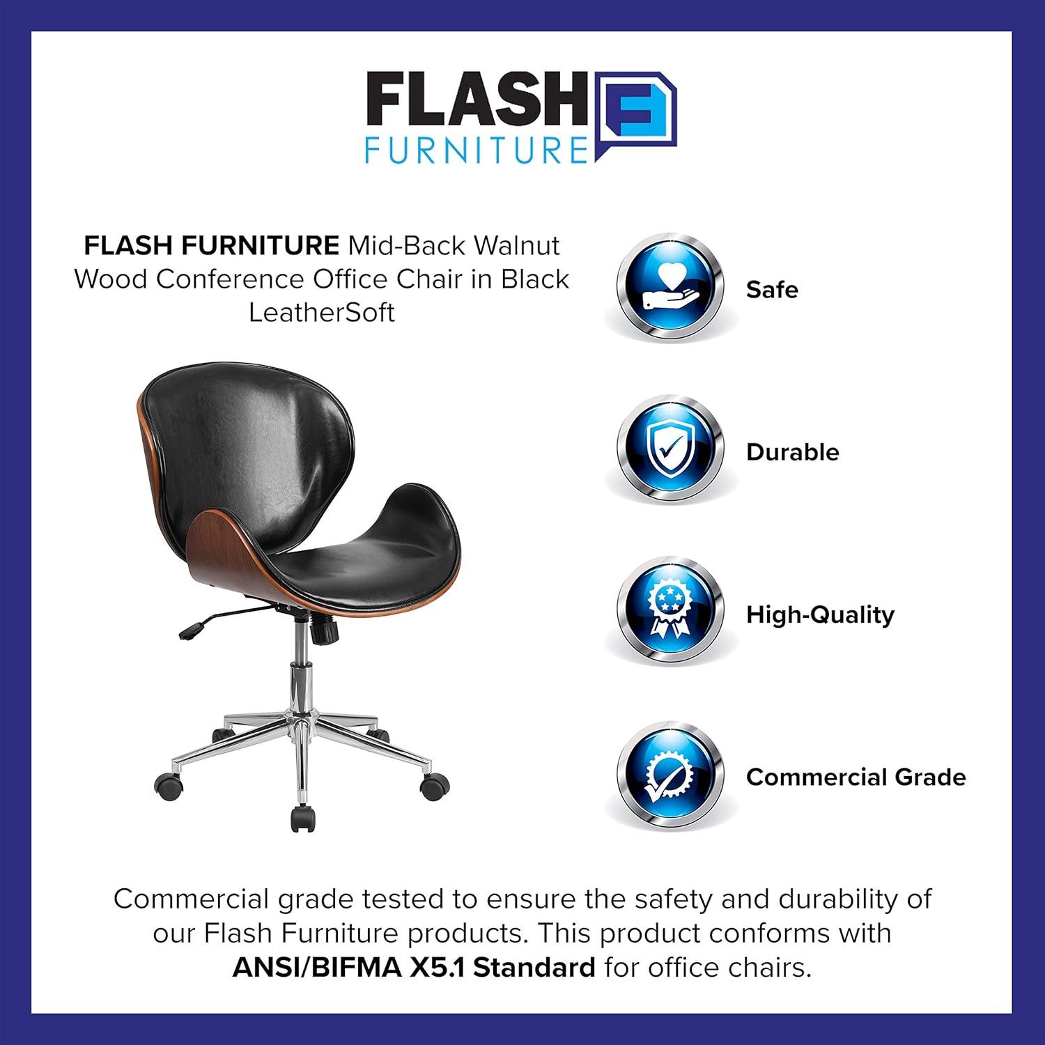 Flash Furniture Mid-Back Wood Conference Office Chair with LeatherSoft Seat