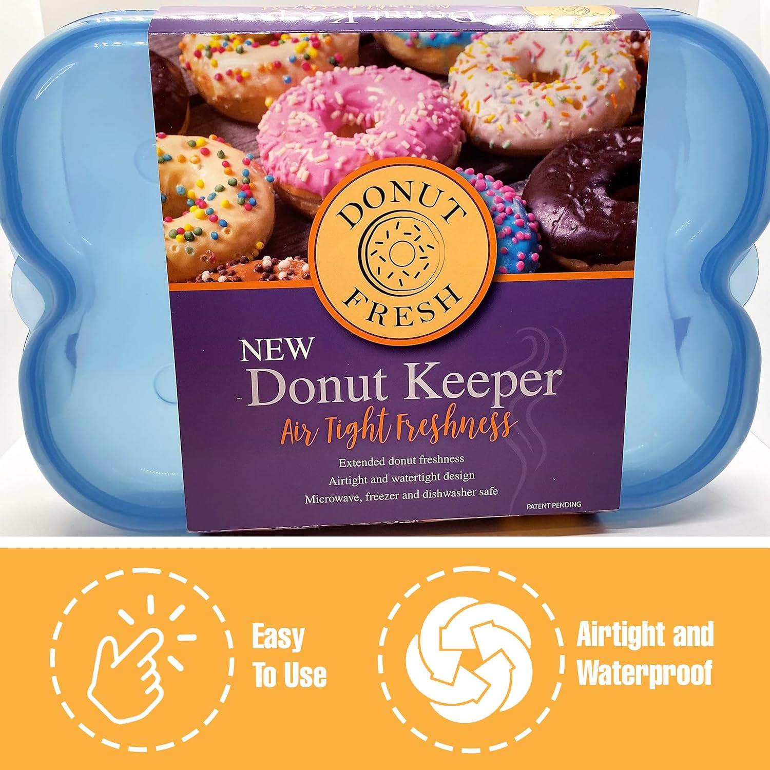 Donut Fresh Donut Storage Containers with Lids, Airtight, Reusable, Holds 6, Freezer and Microwave Safe