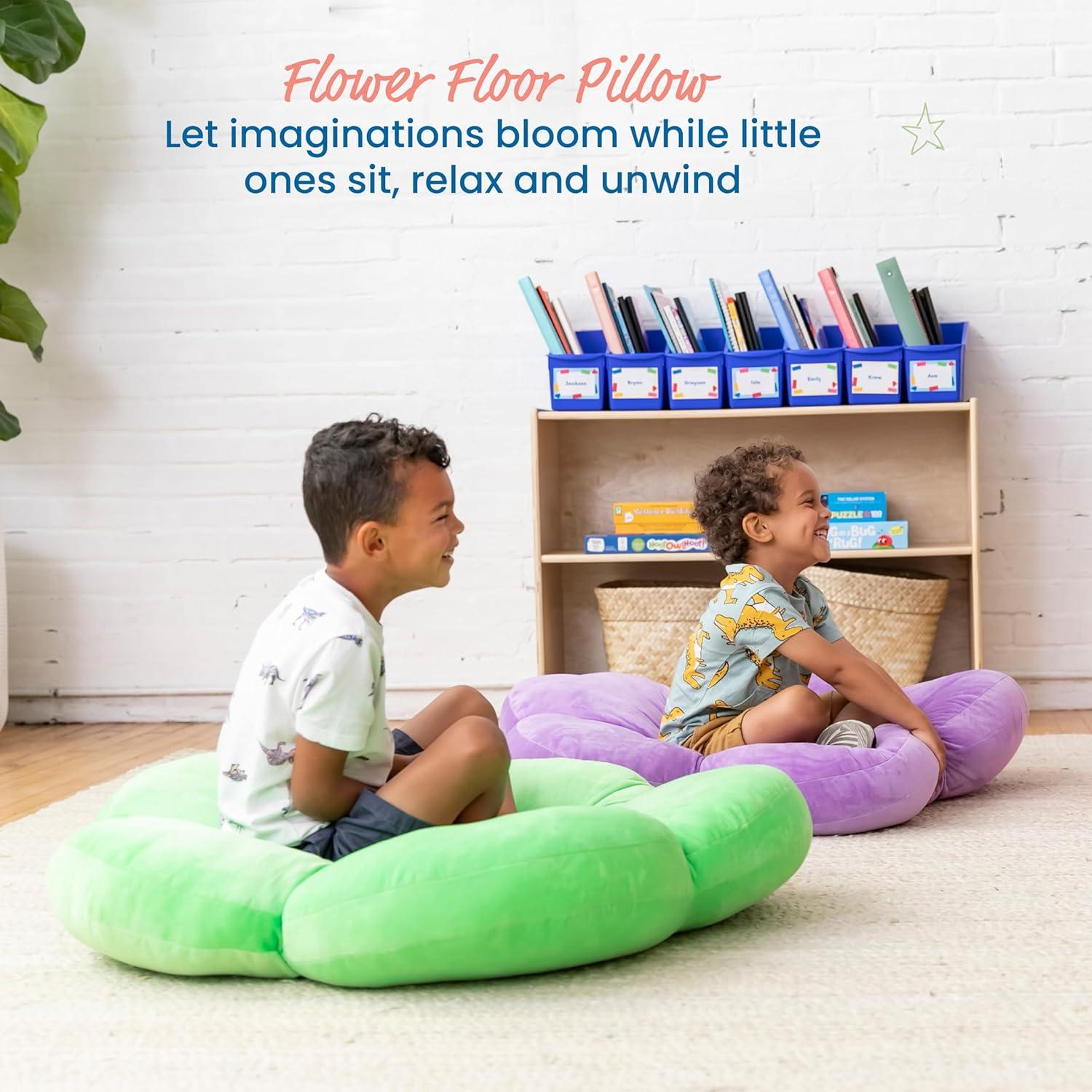 ECR4Kids Flower Floor Pillow, Oversized Cushion for Kids’ Bedrooms, Reading Nooks, Playrooms