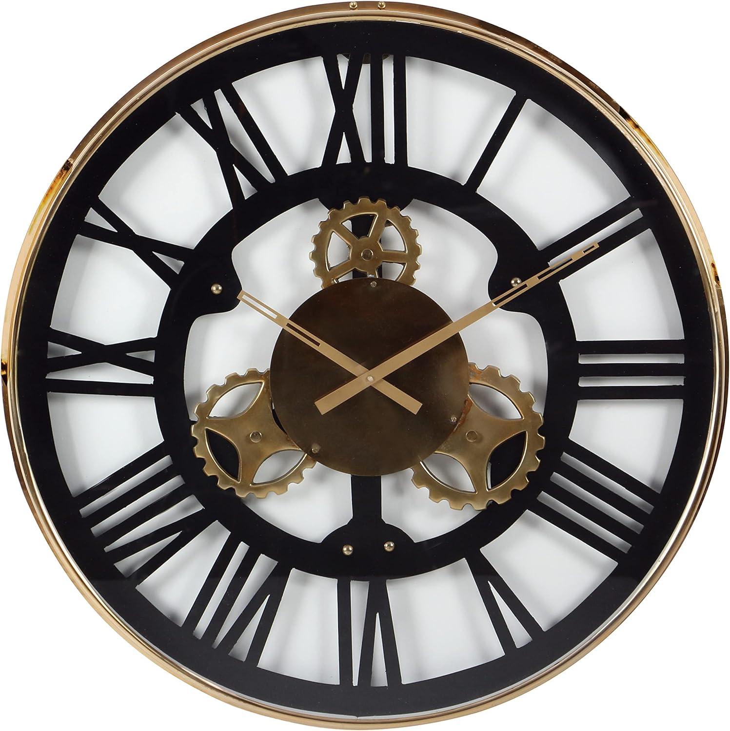 Oversized Black Stainless Steel Industrial Gear Wall Clock