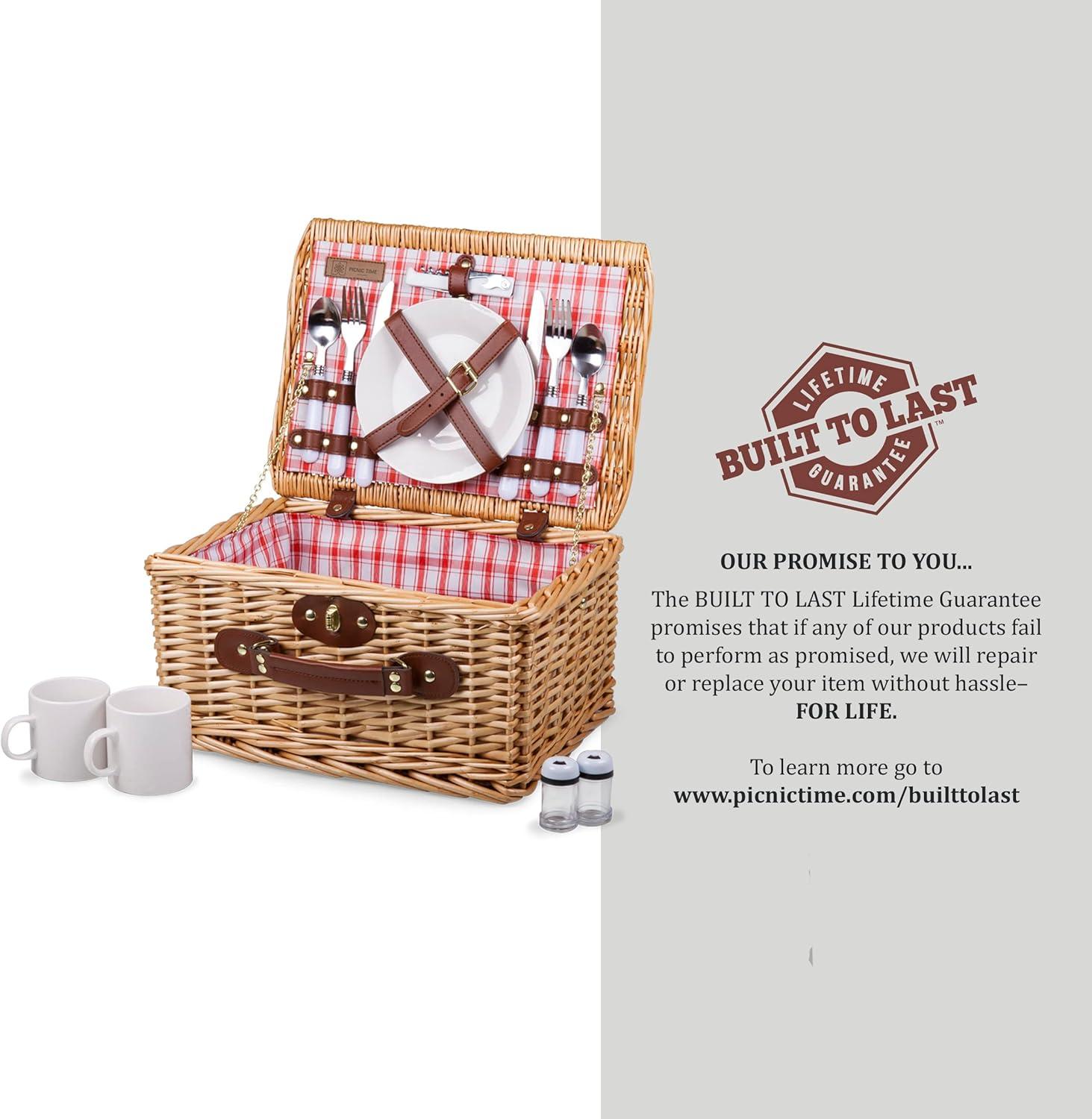 Picnic Time Catalina Wicker Picnic Basket with Picnic