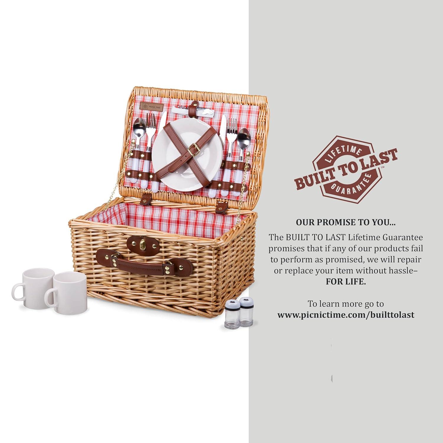 Picnic Time Catalina Wicker Picnic Basket with Picnic