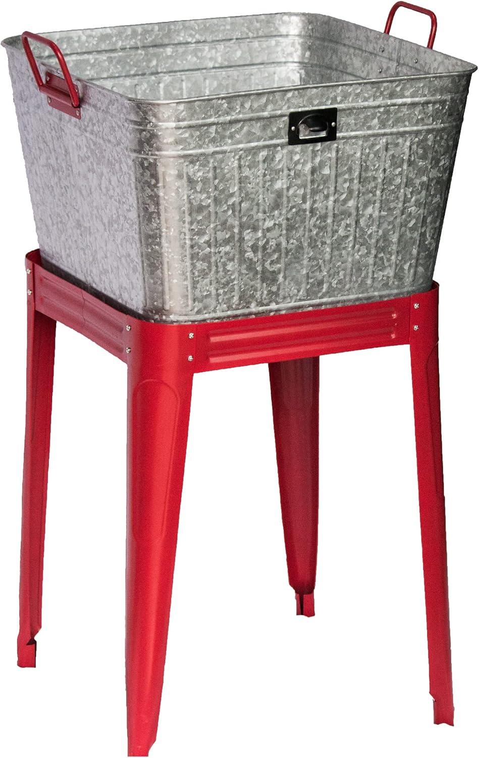 Backyard Expressions Galvanized Metal Beverage Tub Cooler, Planter, Wash bin - Rustic Grey/Silver