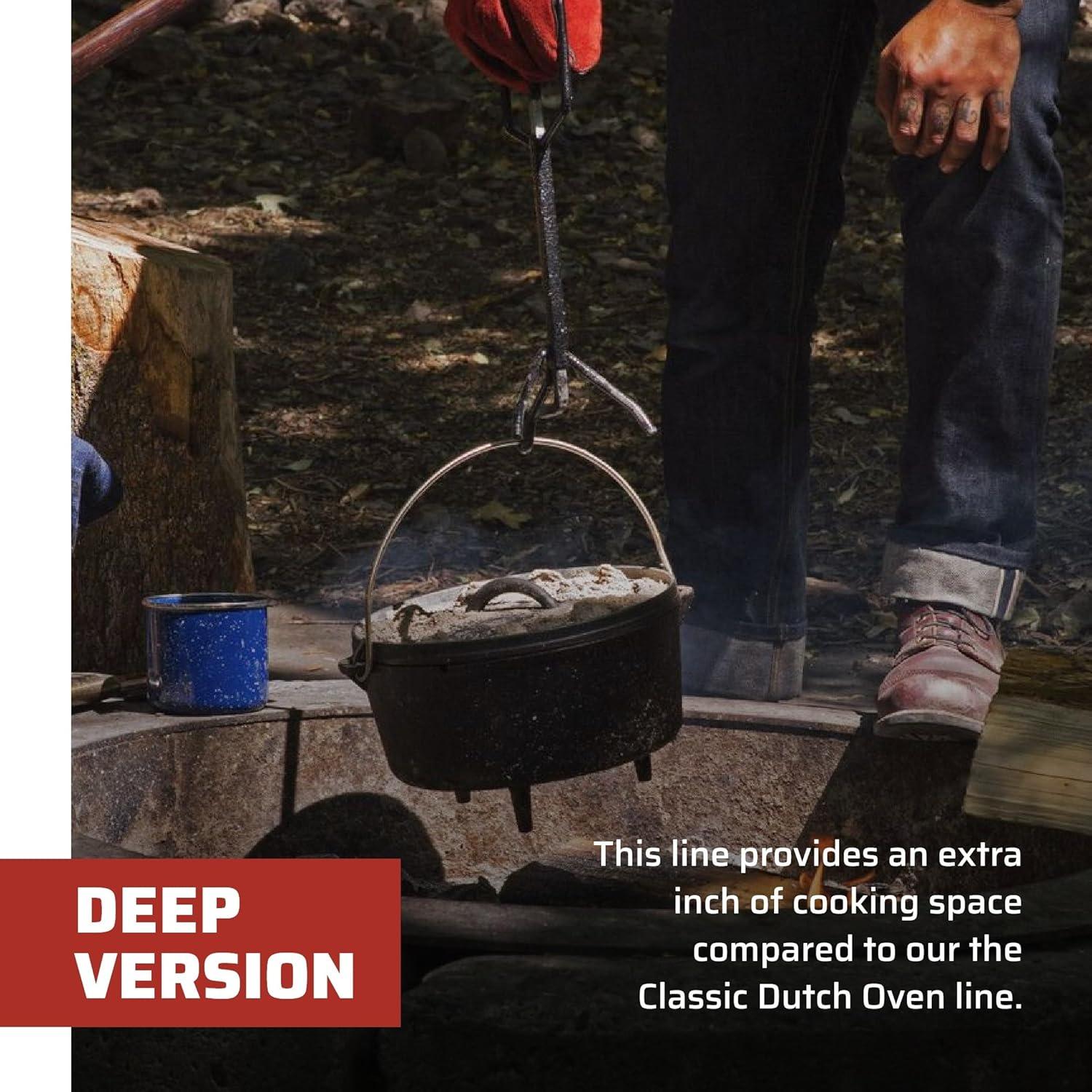 Camp Chef 5 Quart 10" Classic Deep Dutch Oven, Pre Seasoned Cast Iron, SDO10D