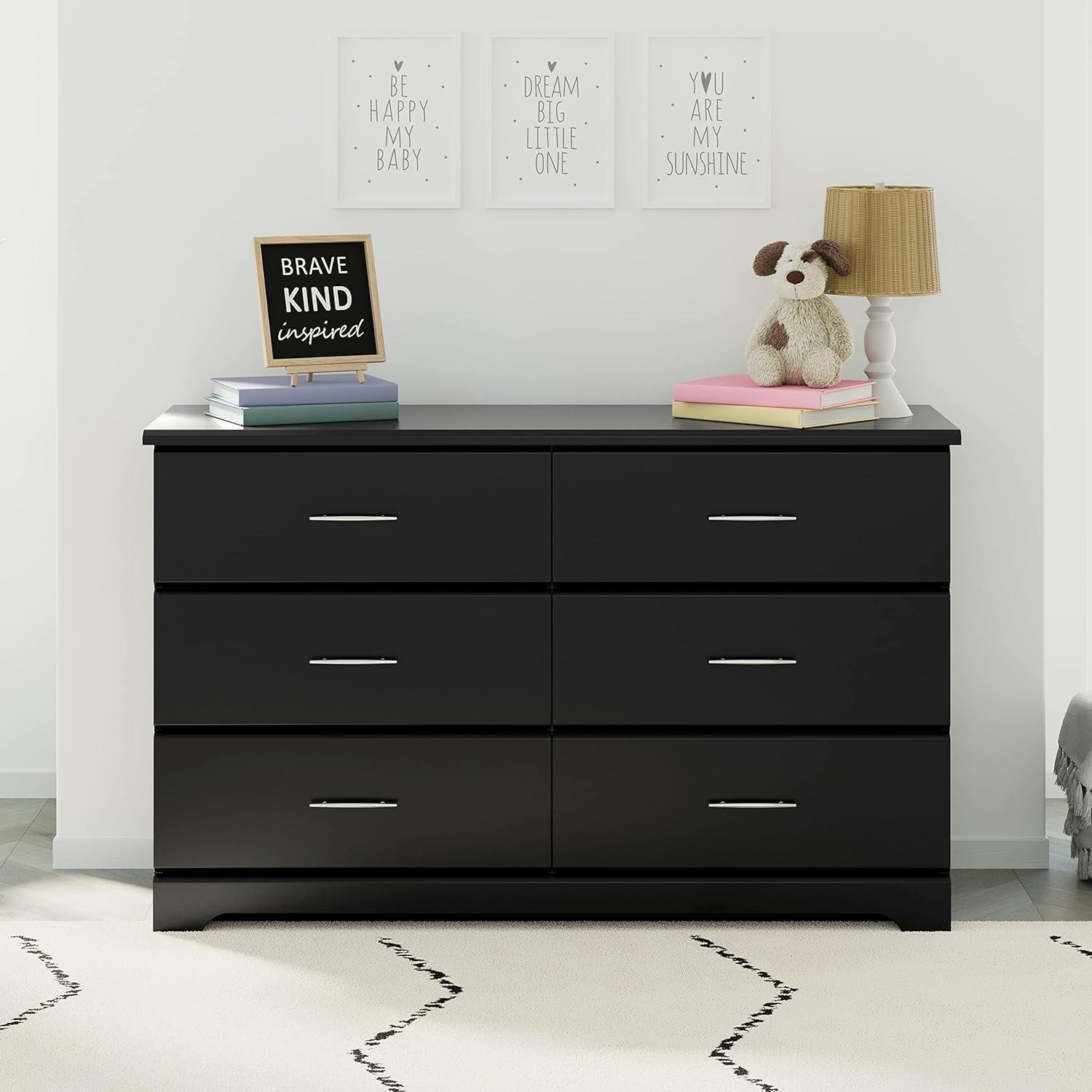 Storkcraft Brookside 6-Drawer Nursery Dresser in Sleek Black