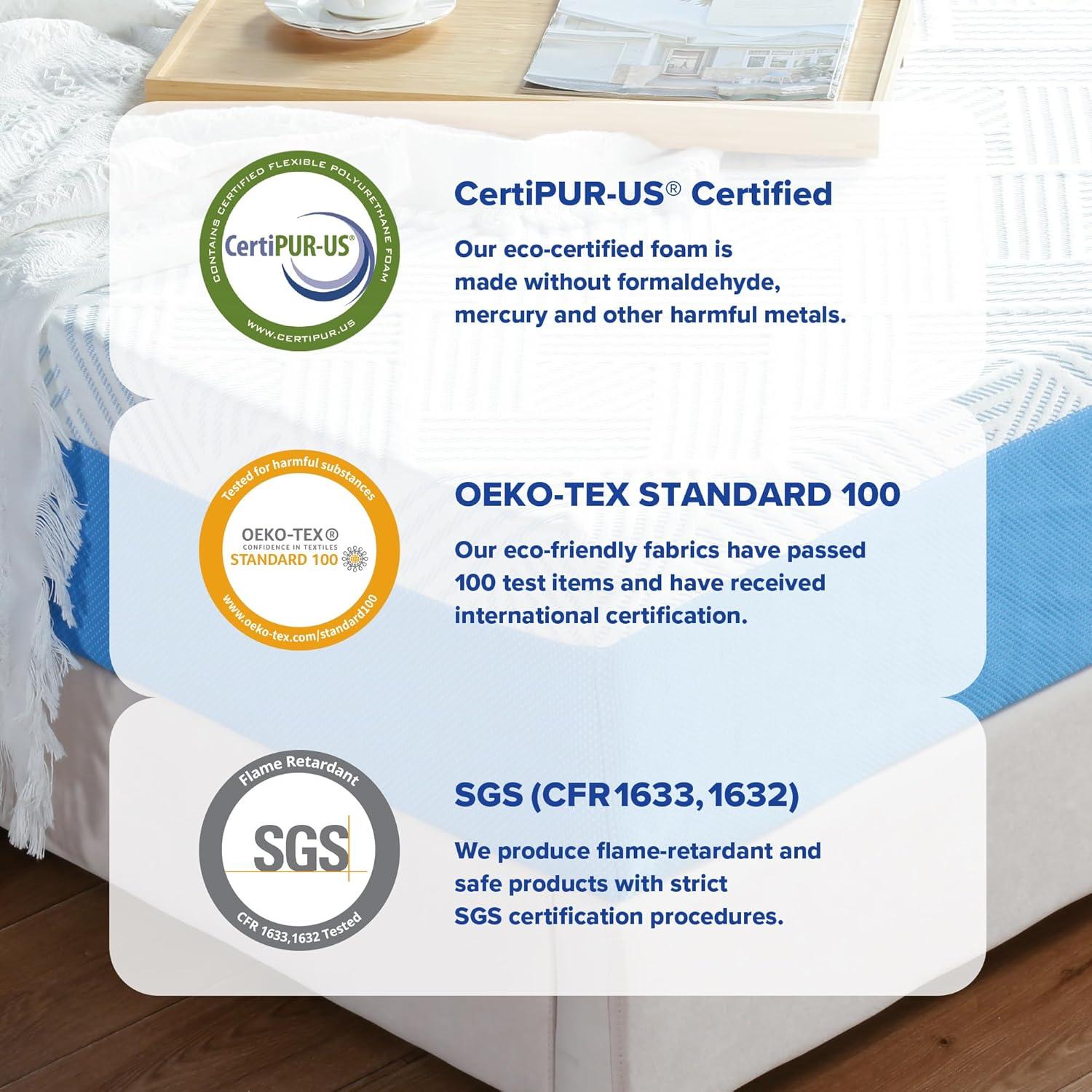 Olee Sleep Twin Mattress, 10 Inch Premium Cool Silk Gel Memory Foam Mattress, Cooling Gel Infused for Cool Comfort and Pressure Relief, CertiPUR-US Certified, Bed-in-a-Box, Medium Firm, Twin Size