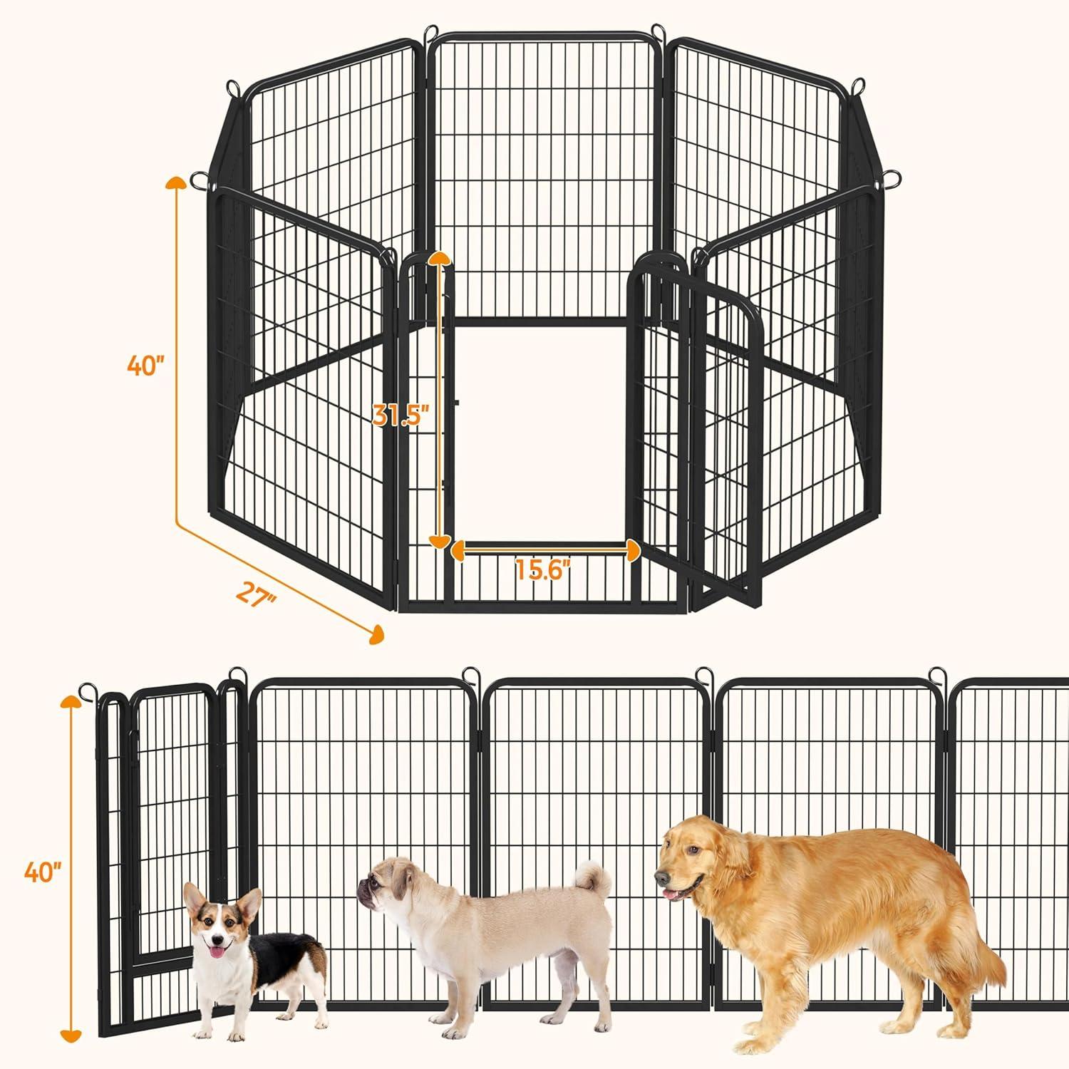 Portable Outdoor Dog Playpen - 40" Height, Heavy Duty, 8 Panels