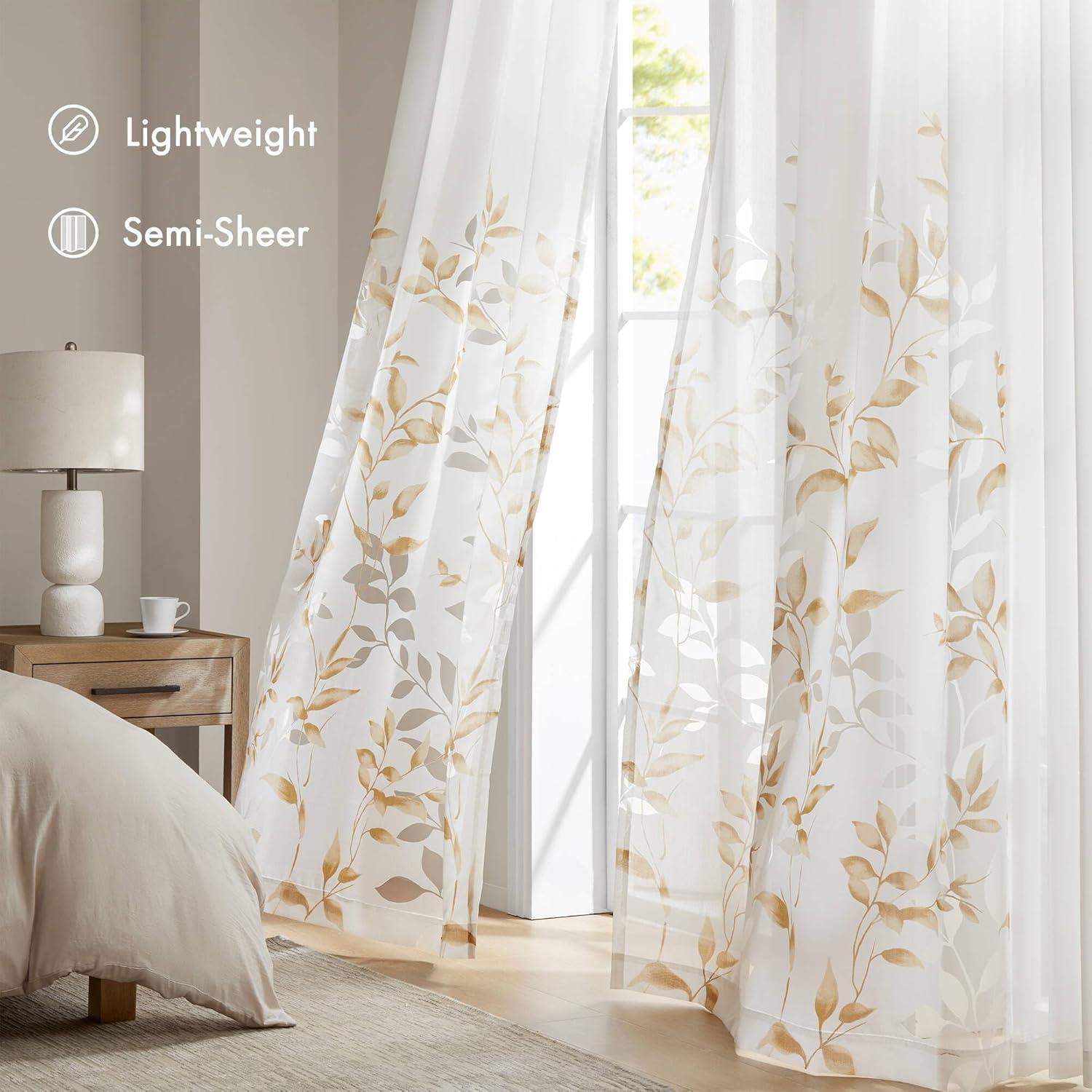 Madison Park Cecily Floral Printed Burnout Sheer Grommet Single Curtain Panel