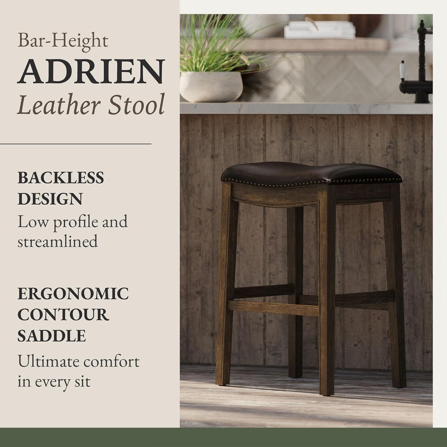 Maven Lane Adrien Saddle Barstool with Vegan Leather Upholstery