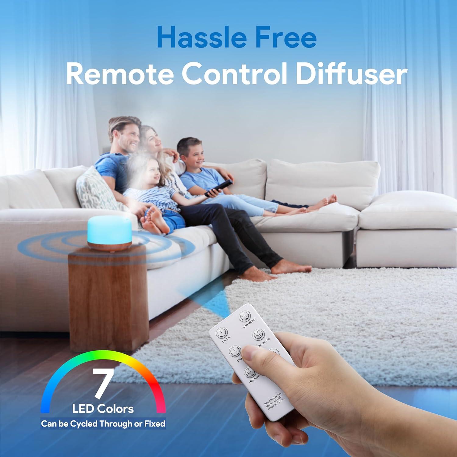 ASAKUKI 500mL Premium Essential Oil Diffuser, with 7 LED Light Colors & Auto-Switch