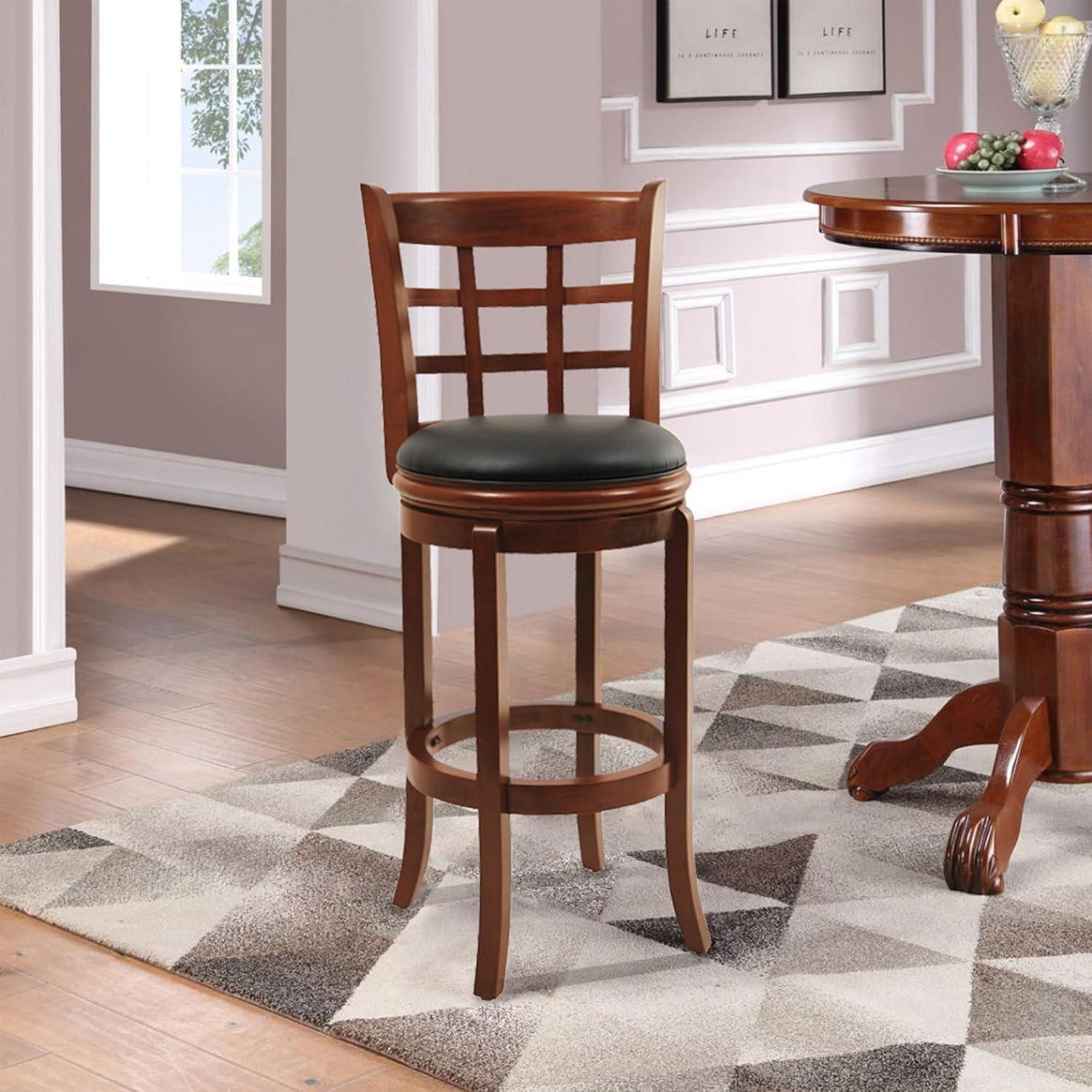 29" Kyoto Wood Composite Barstool Cherry - Boraam: Rubberwood Frame, Faux Leather, High-Density Foam