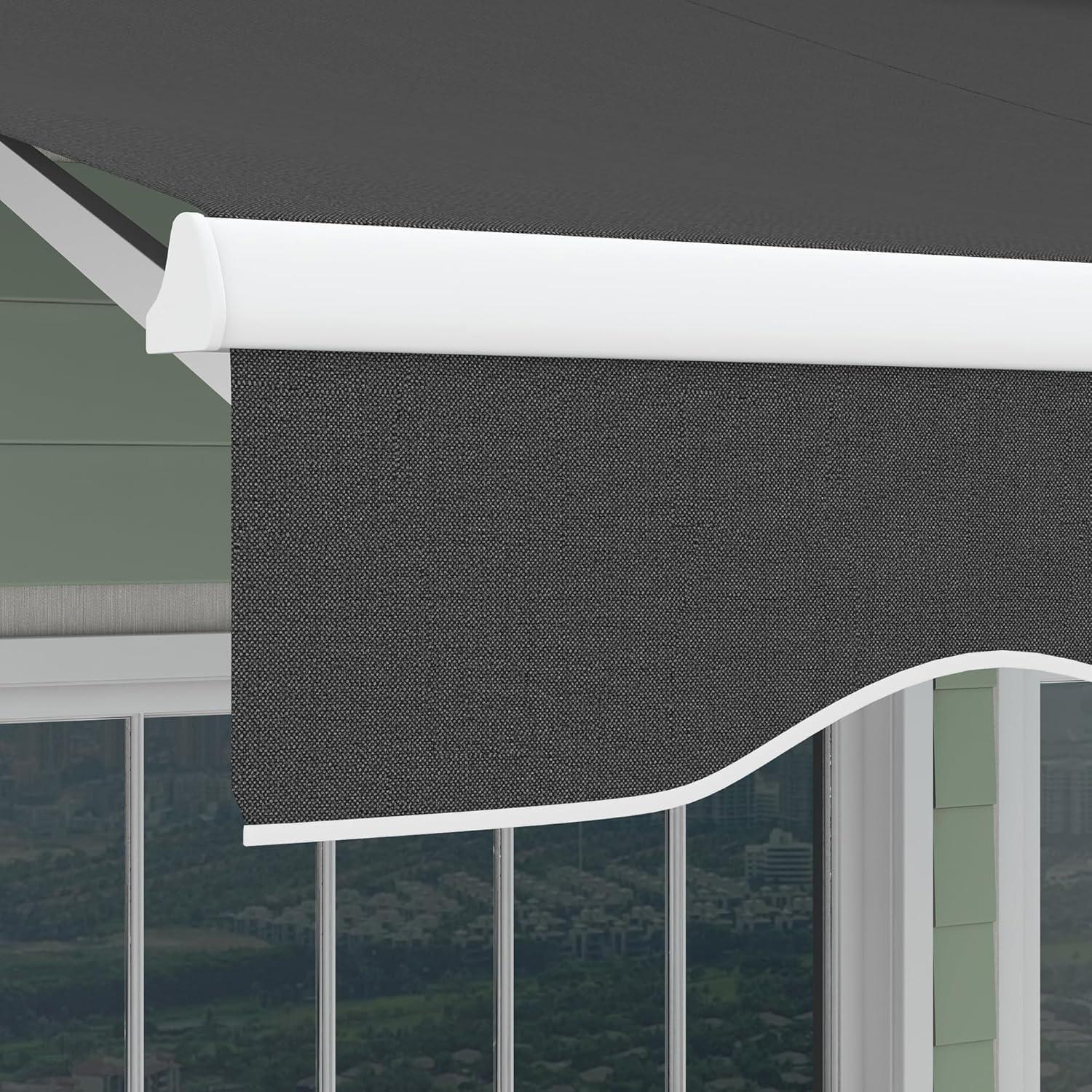 Outsunny 59'' Polyester Cream Cover Motorized Retractable Patio Awning