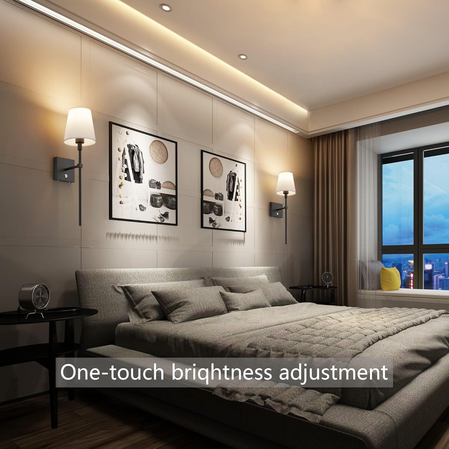 Battery Operated Black Wall Sconce Set Of 2,not Hardwired Fixture Wireless Wall Light ,dimmable Picture Sconces Cordless ,Easy To Install Battery Powered Lamp,for Bedroom, Lounge, Farmhouse Gallery