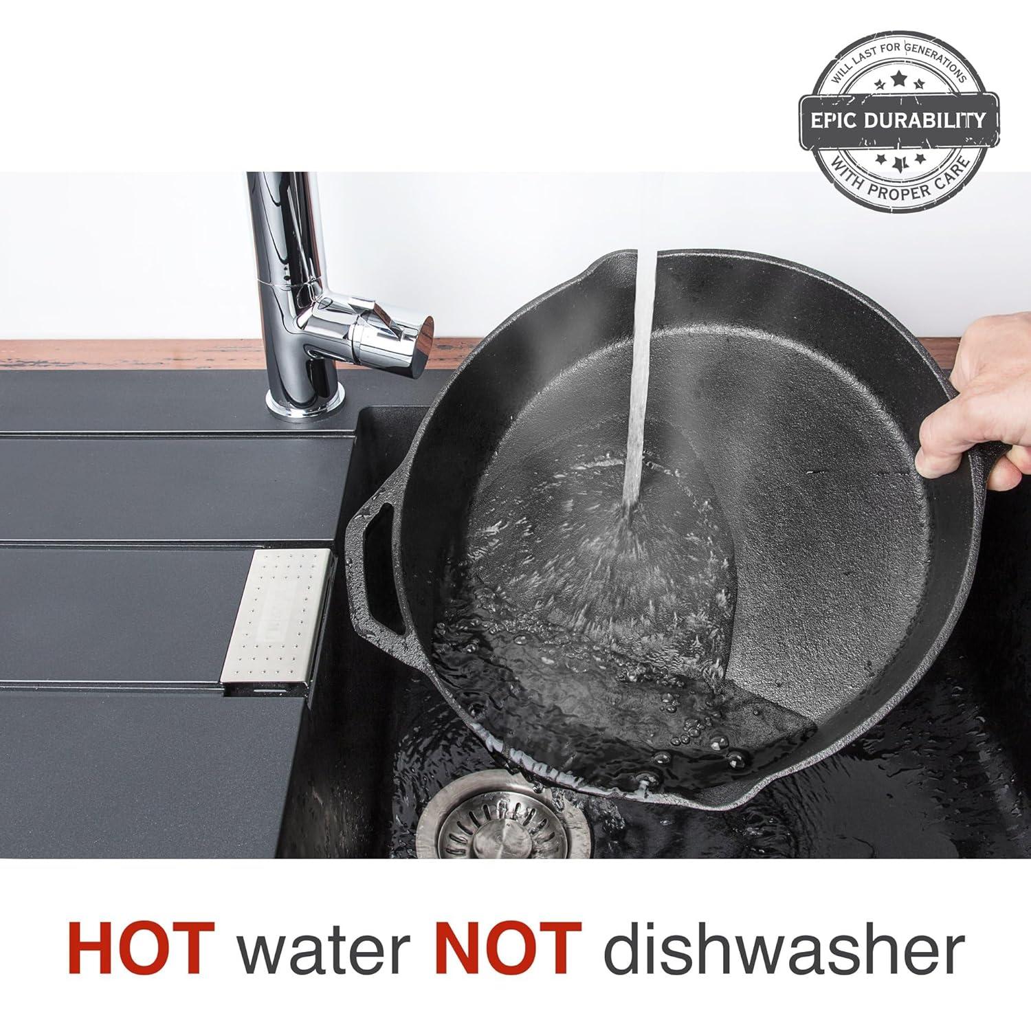 Fresh Australian Kitchen 12" Cast Iron Skillets Nonstick - Pre Seasoned Frying Pan Cookware Pan for Cooking