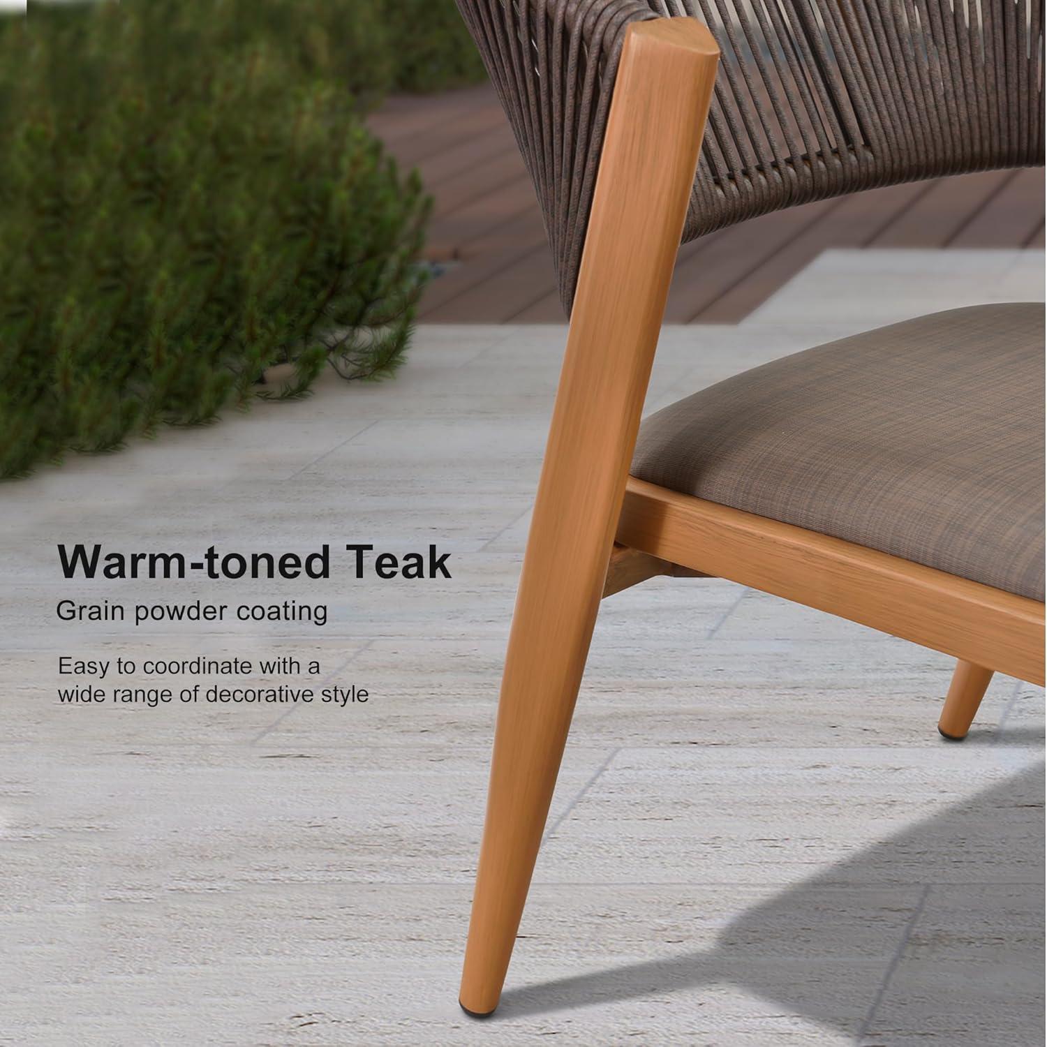 7-Piece Aluminum Wicker Dining Table and Chairs Patio Outdoor Dining Set Teak Patio Furniture Set with Cushions, Brown