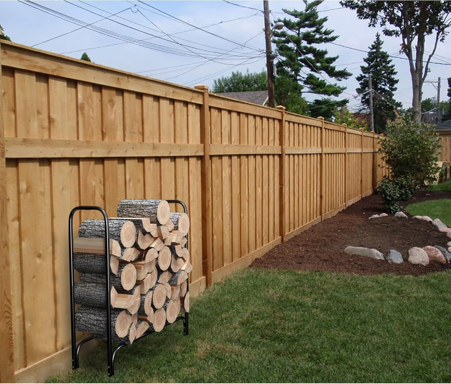 Black Steel 4 Ft Firewood Storage Rack