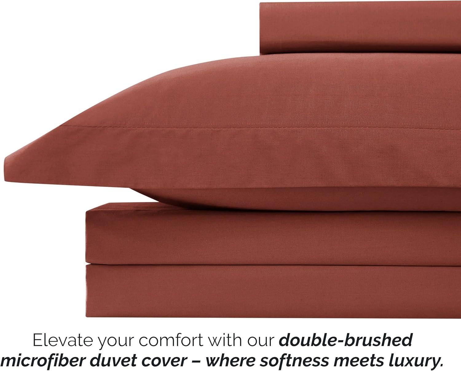 Southshore Fine Living, Inc. Oversized Queen Duvet Cover Set – Easy-Care Queen/Full Size Duvet Cover with 2 Pillow Shams, Lightweight, Queen Size Comforter Cover, Fade and Stain Resistant, Marsala