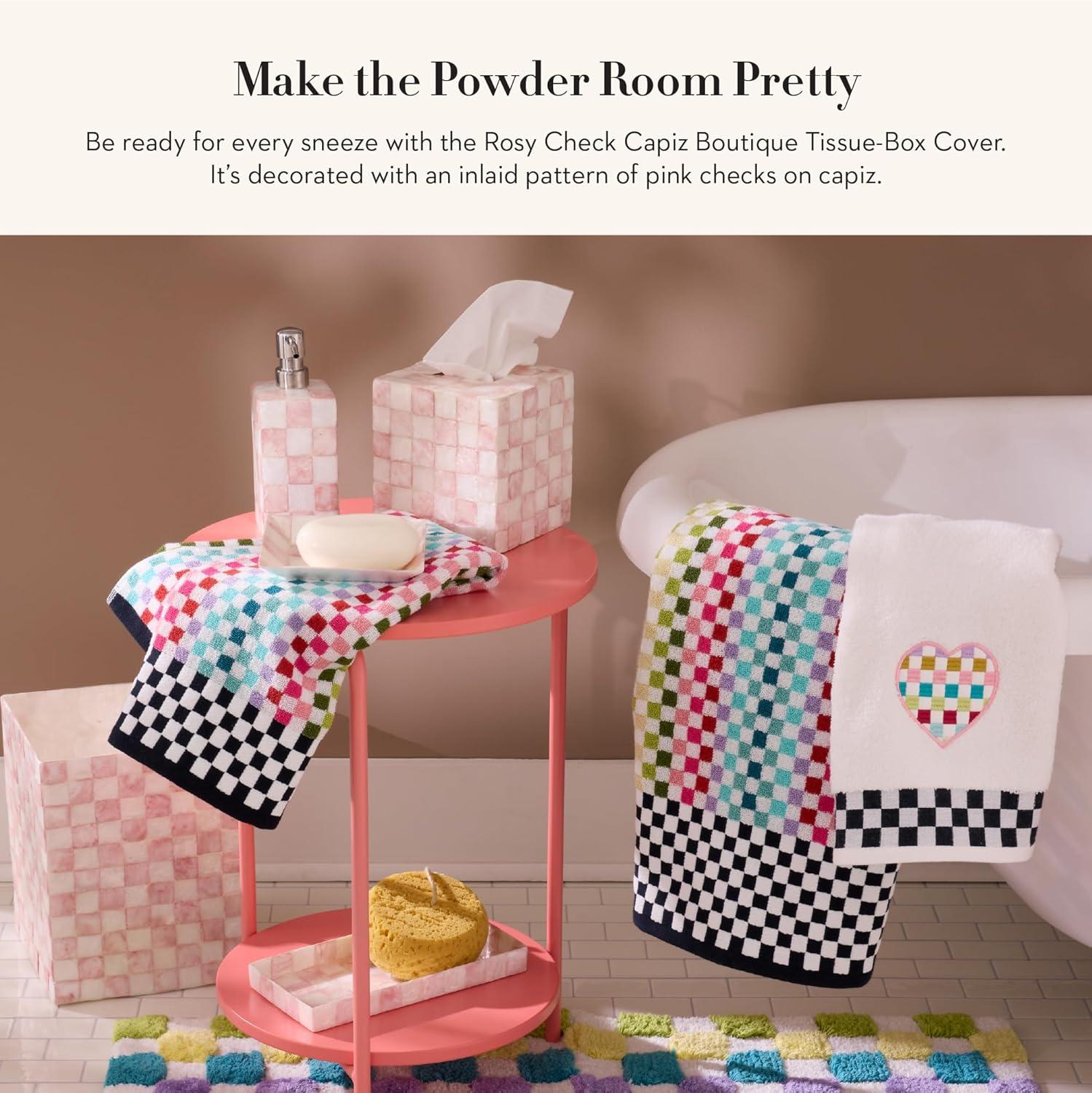 Black and White Capiz Square Tissue Box Cover