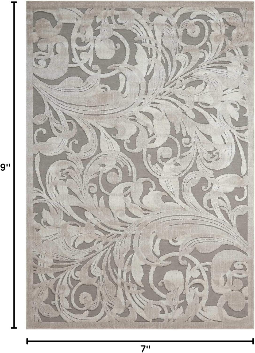 Nourison Graphic Illusions Floral Grey/Camel 2'3" x 3'9" Area Rug, (2x4)