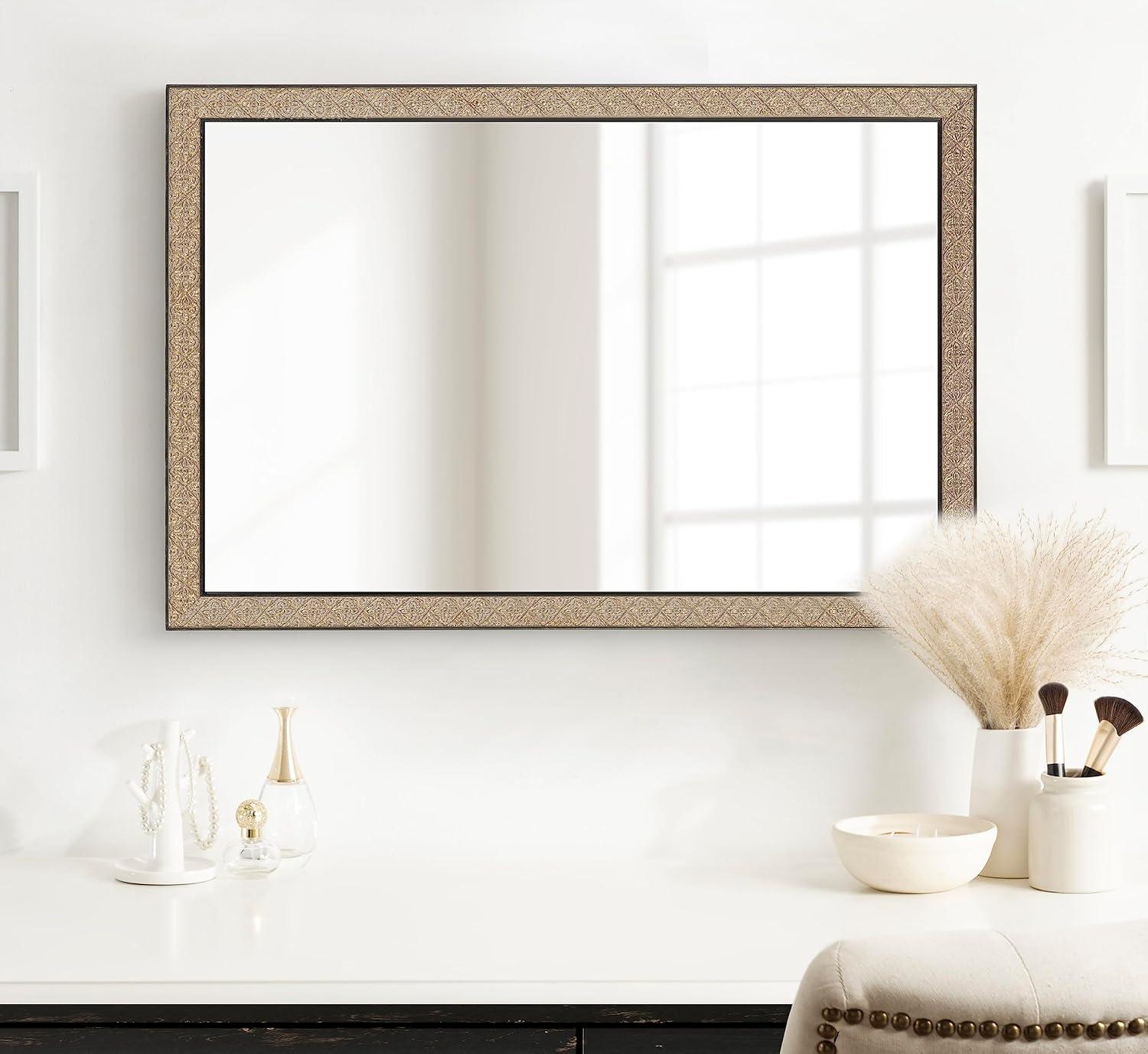 Soniva Rectangle Wall Mirror Gold - Kate & Laurel All Things Decor