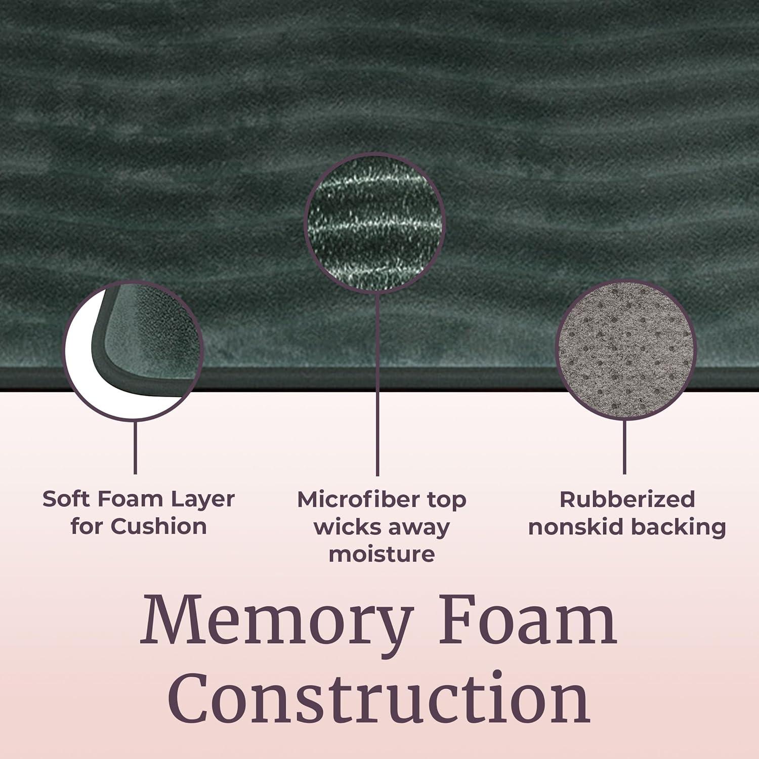 Lavish Home 67-10-G 2 Piece Memory Foam Bath Mat Set, Green