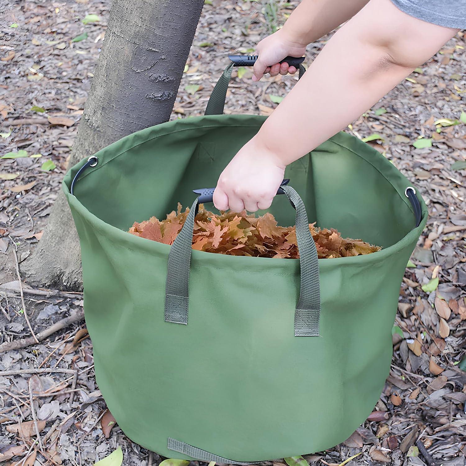 ELK 33-Gallon Multipurpose Garden Leaf Waste Bag - Durable Canvas for Yard Cleaning, Harvesting, and Storage - Heavy Duty with Rubber Handles and PVC Elastic Bone