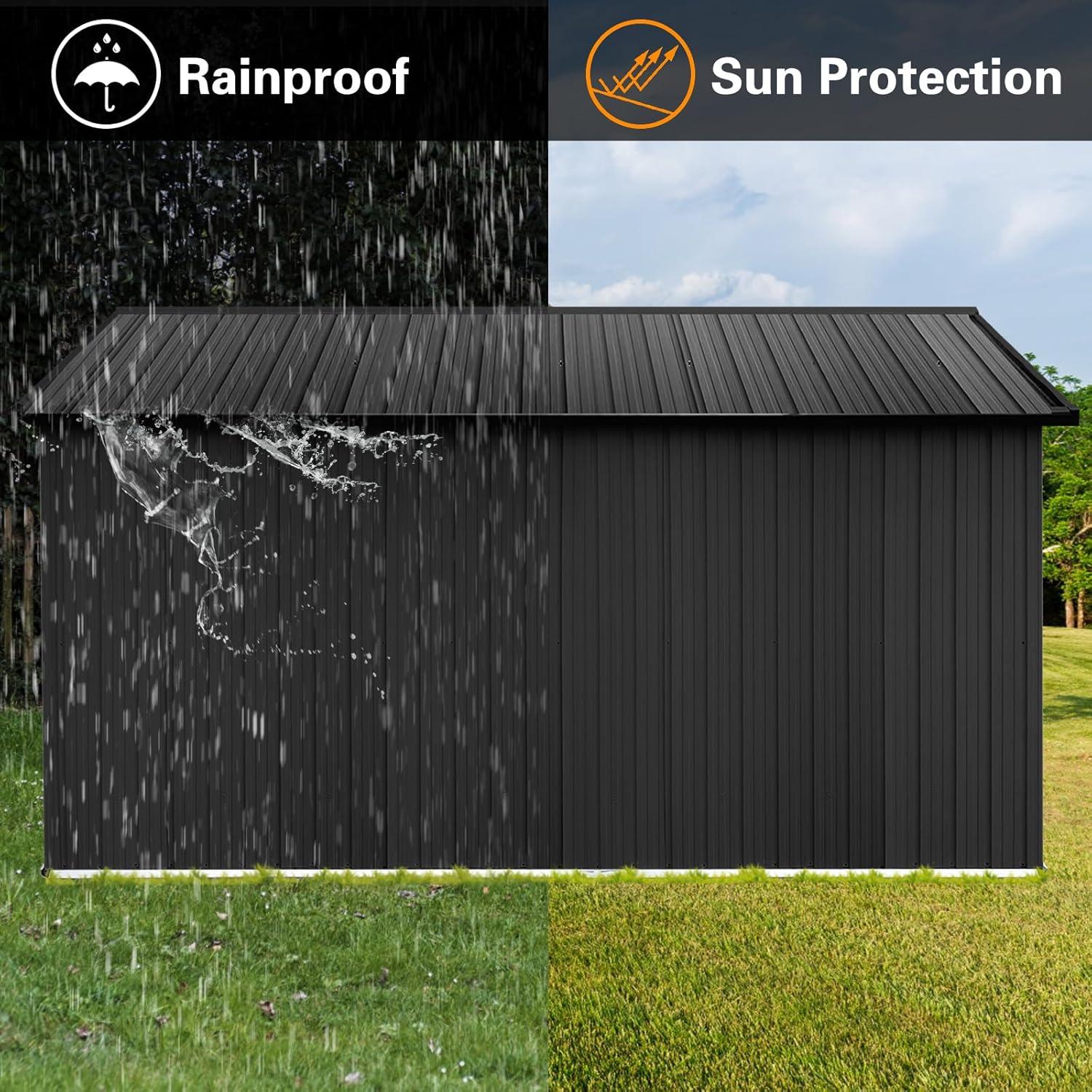 10' x 12' Black Aluminum Outdoor Storage Shed with Windows