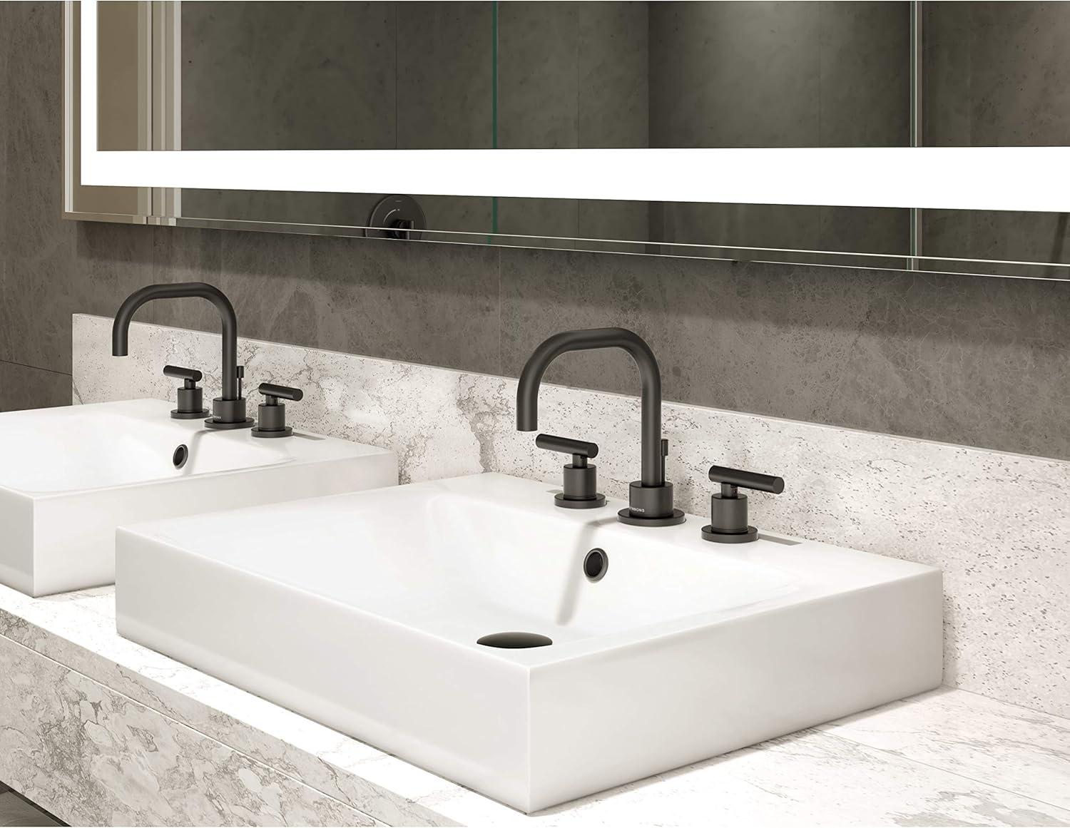 Matte Black Widespread Two-Handle Bathroom Faucet with Metal Drain