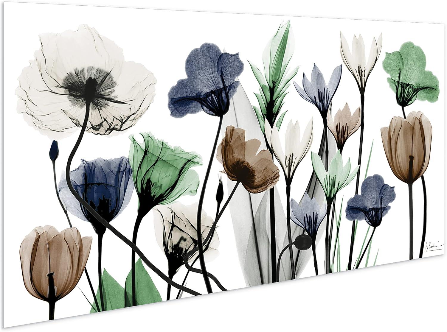 Empire Art Direct Floral Landscape Frameless Free Floating Tempered Glass Panel Graphic Flower Wall Art, 24" x 48" x 0.2", Ready to Hang