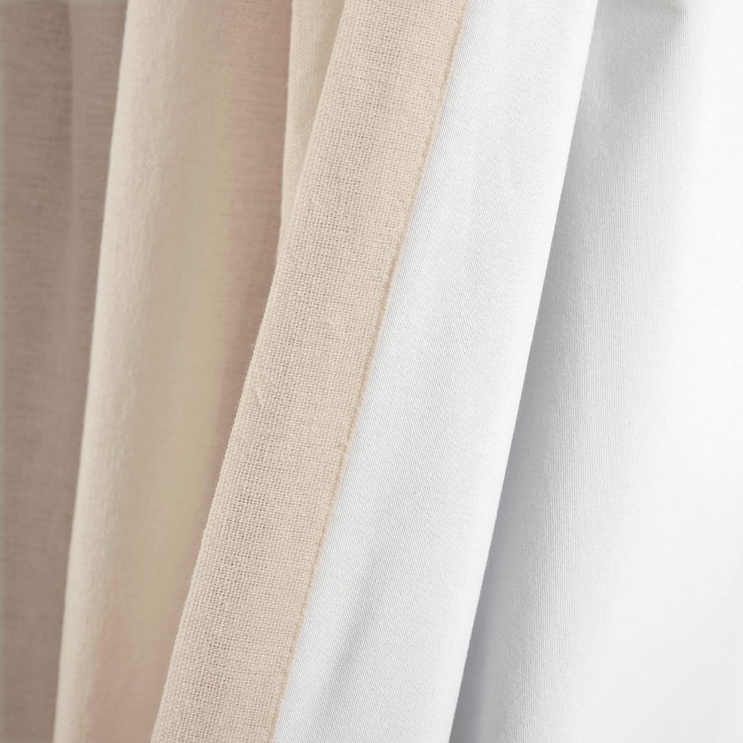 Lush Decor Linen Button Cotton Blend Blackout Curtain Single Panel