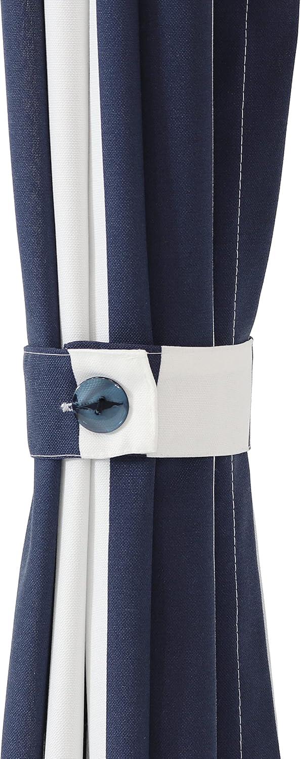Sunnydaze Modern 2-Piece Blue and White Stripe Light-Filtering Curtain Set