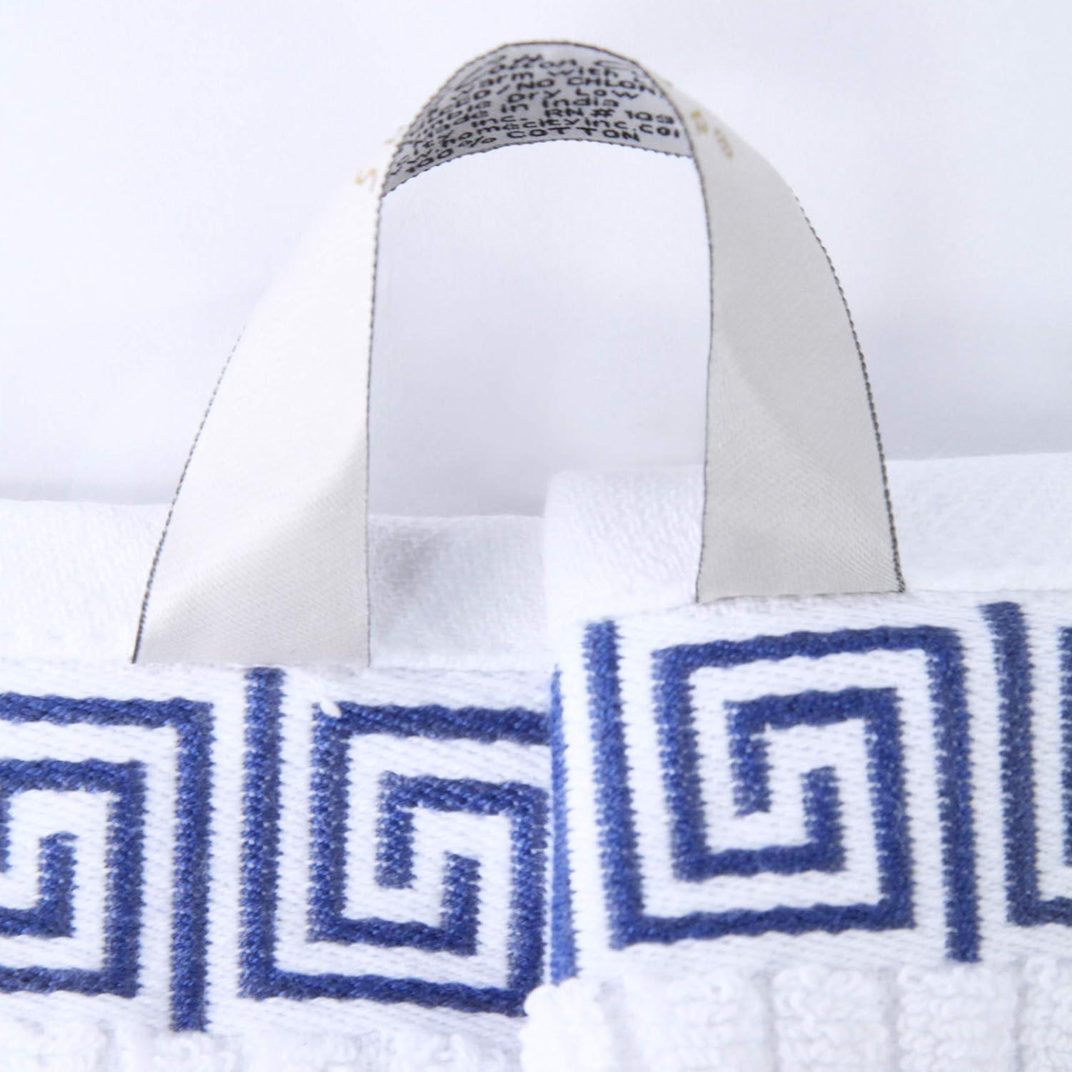 Superior Athens Cotton Medium Weight Floral Border Greek Key Trim 8 Piece Assorted Towel Set by Superior