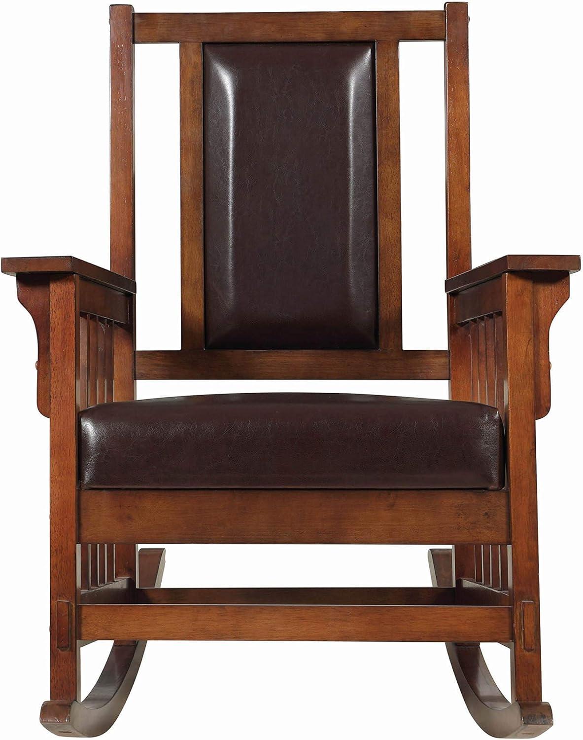 Coaster Ida Wood Upholstered Rocking Chair Tobacco and Dark Brown