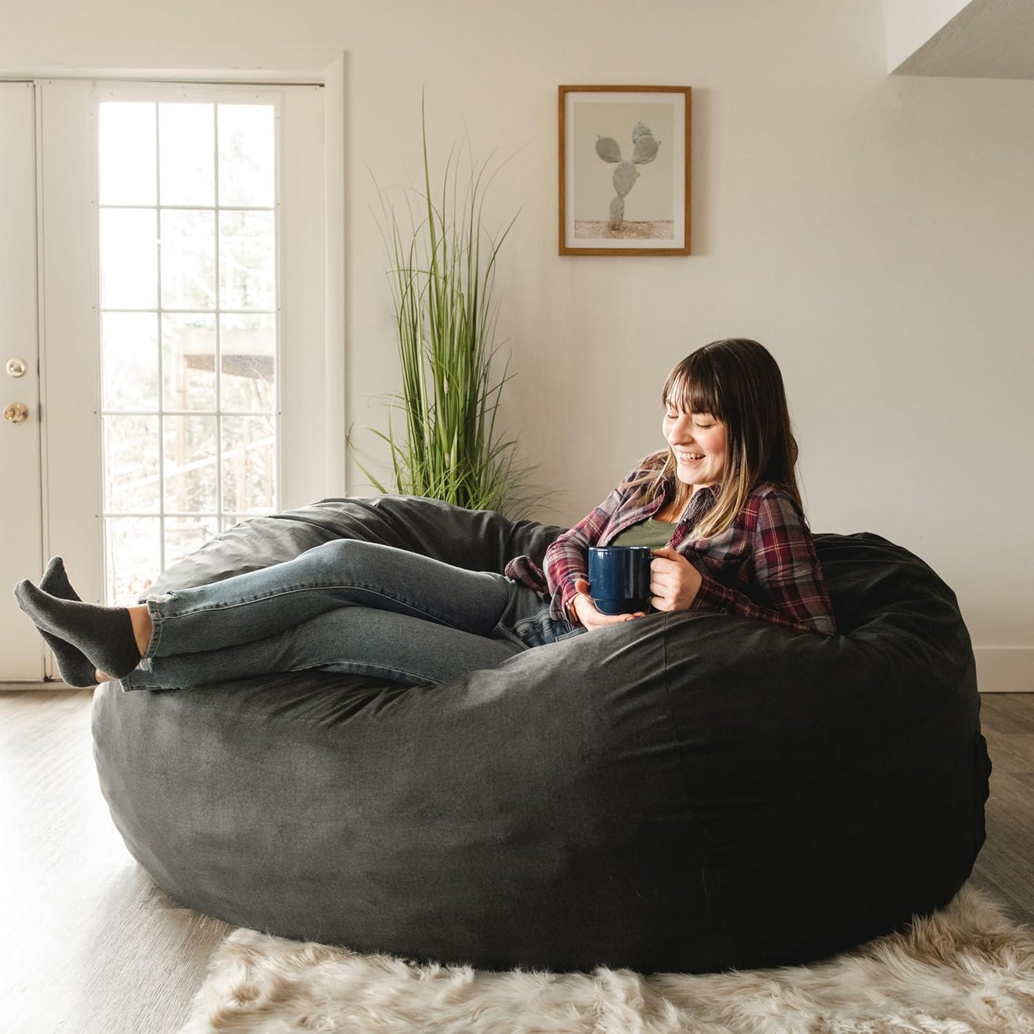 Big Joe Extra Large Memory Foam Bean Bag Sofa with Soft Removable Cover