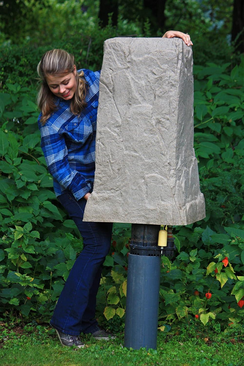 Tall Beige Resin Utility Cover Landscape Rock