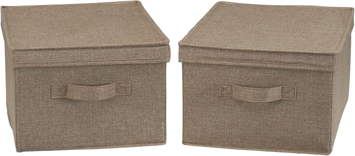 Latte Linen Large Stackable Storage Box with Lid Set