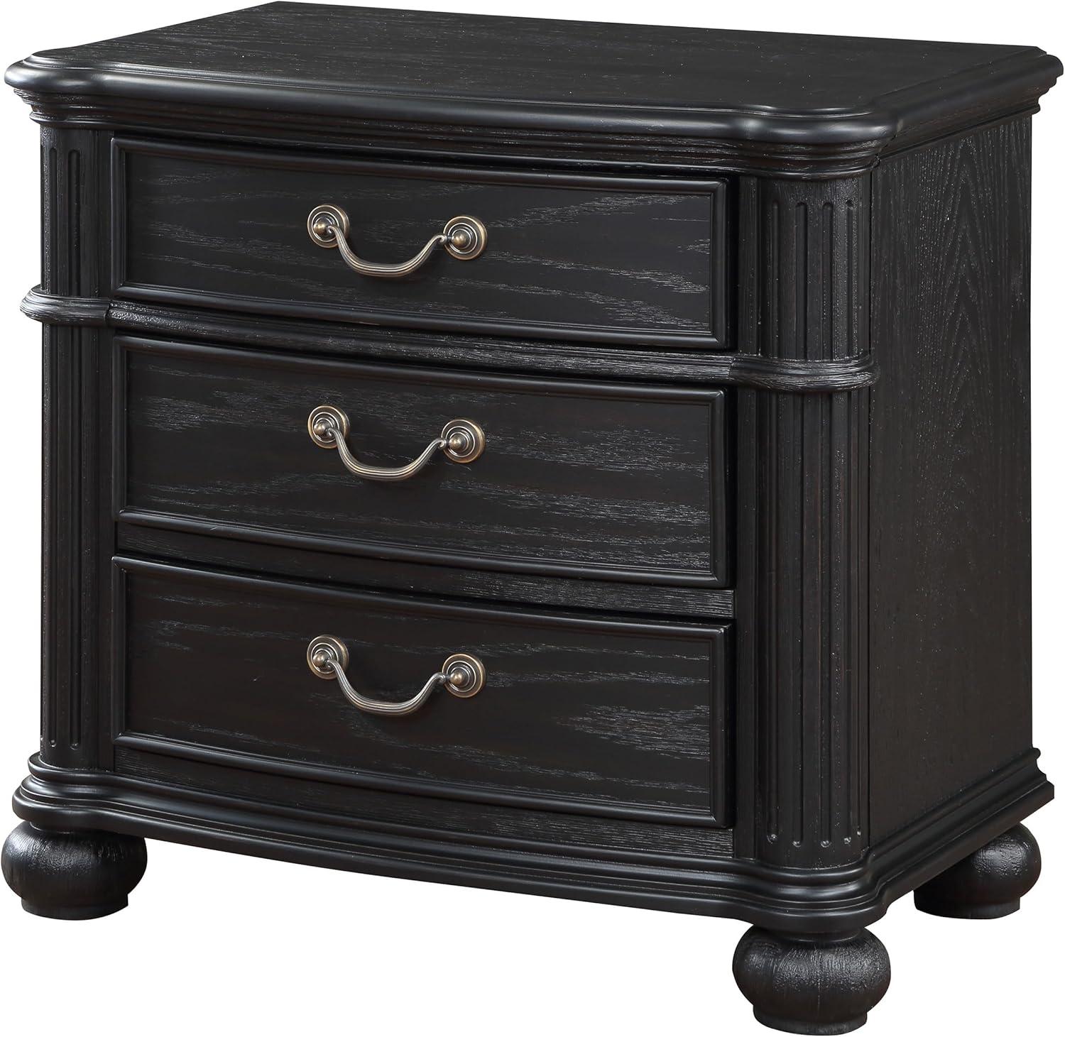 Coaster Celina Traditional 3-drawer Wood Nightstand Bedside Table Black
