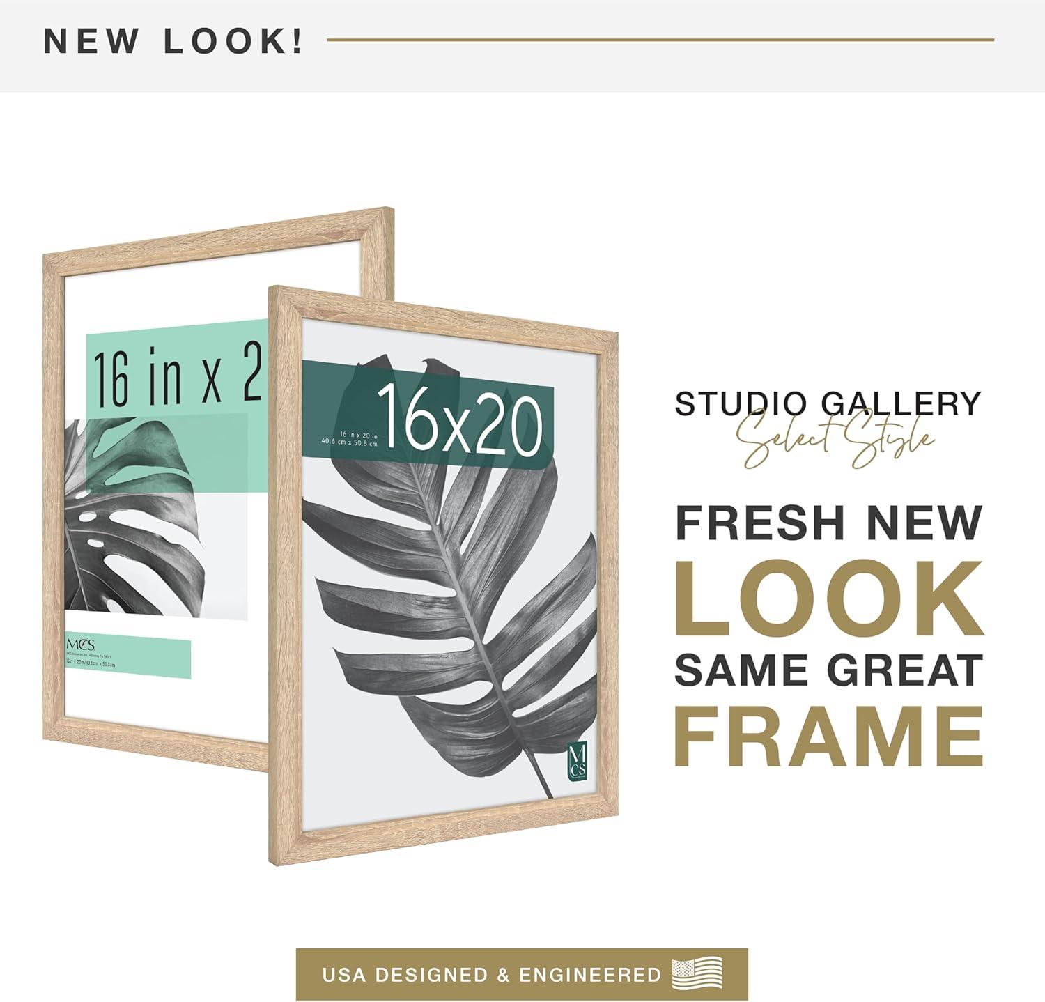 MCS Studio Gallery 16x20 Poster Frame Natural Woodgrain, Vertical & Horizontal Wall Hanging Large Picture Frame for Photos, Posters & Art Prints (1-Pack)