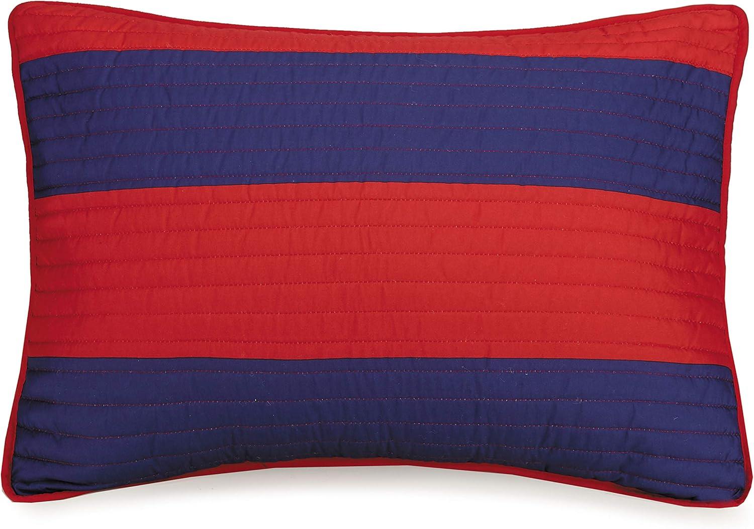 Lavelle Red/Blue Stripe Reversible Quilt Set