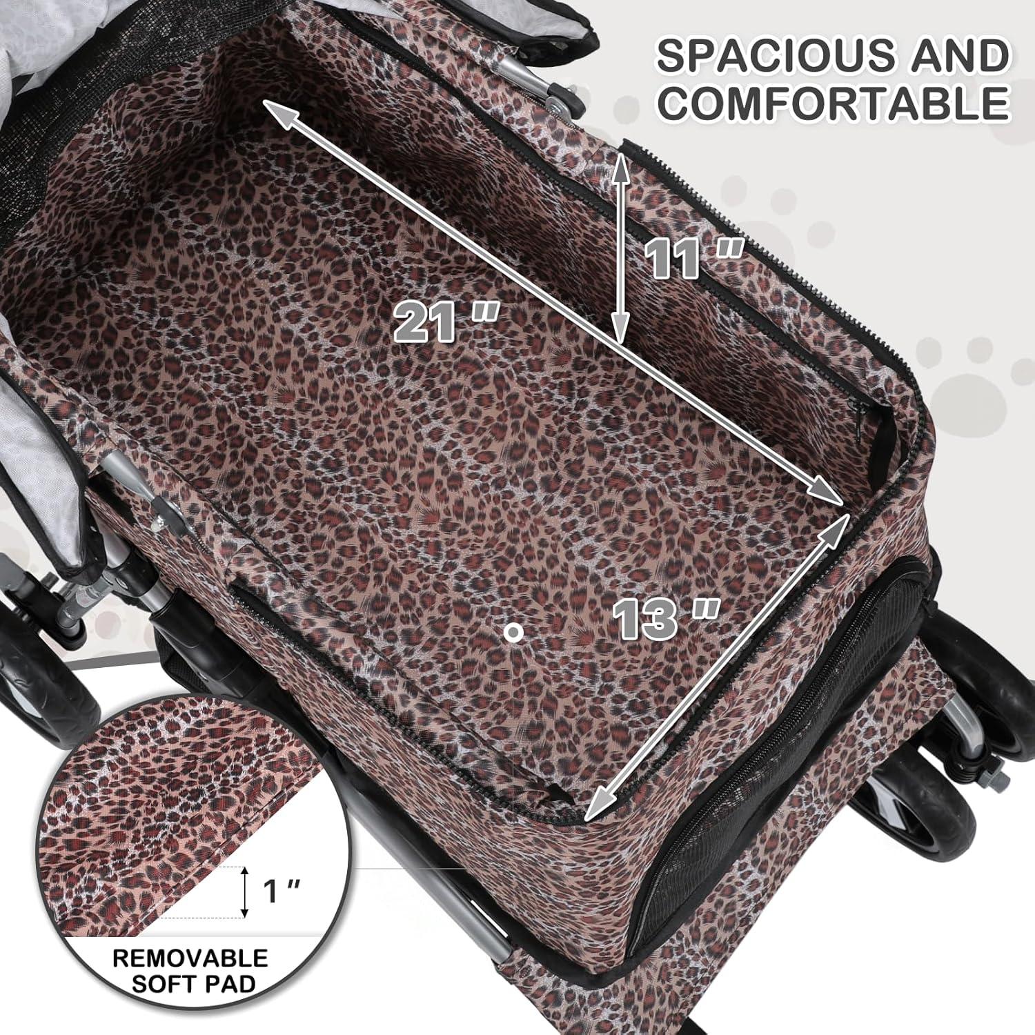 MoNiBloom Folding Pet Stroller, Foldable Dog Jogger Stroller with Detachable Carrier, Basket and Cup Holder